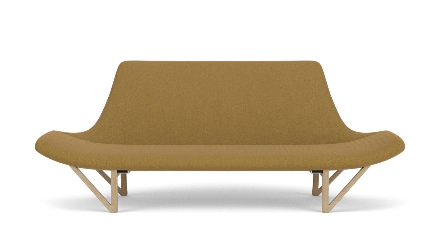 Sofa PAGODE senfgelb mit Eichenbasis