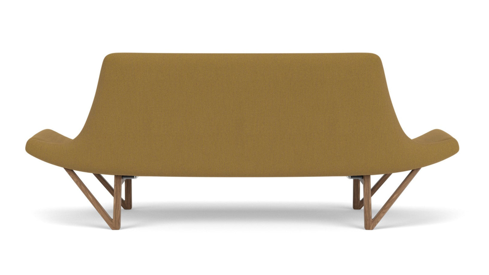 Sofa PAGODE senfgelb mit Nussbaumfuß
