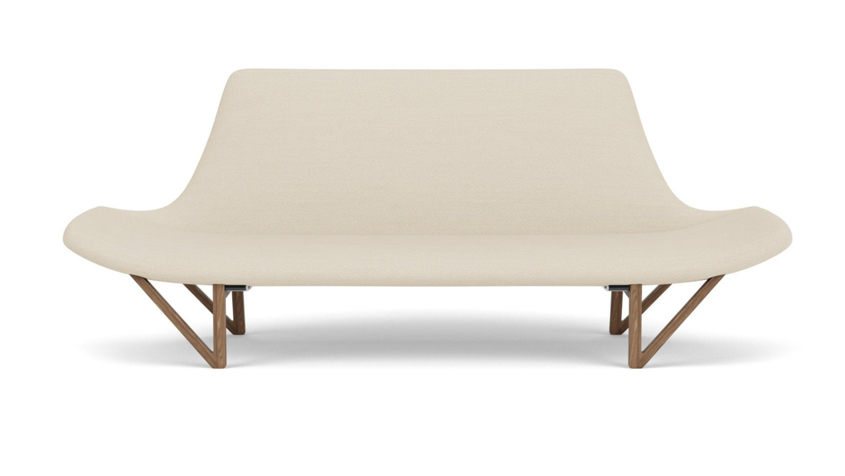 Sofa PAGODE creme mit Nussbaumfuß
