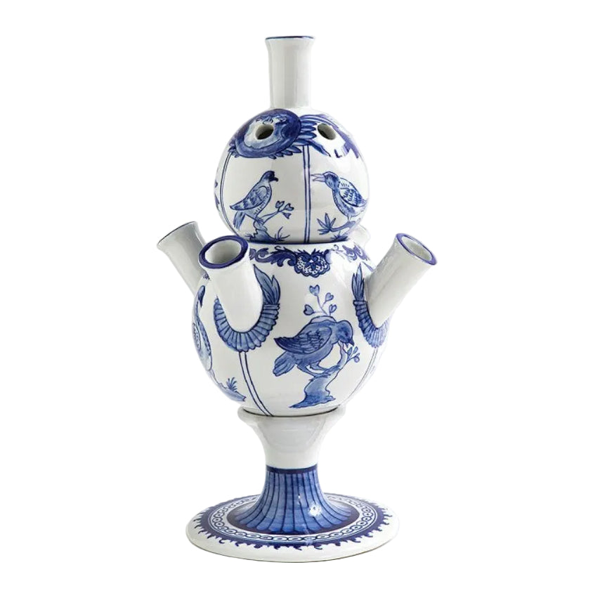 ANOUK BIRD white vase with blue