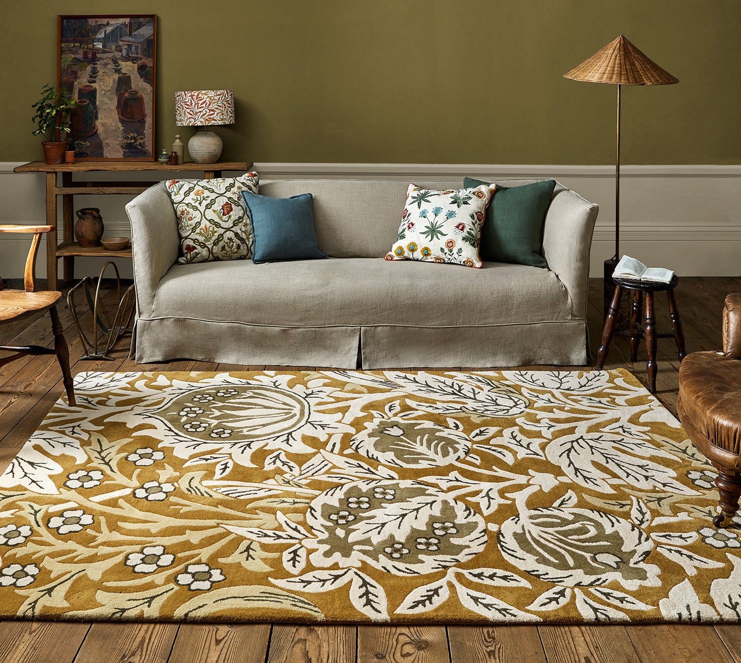 Elmcote gold yellow rug yellow