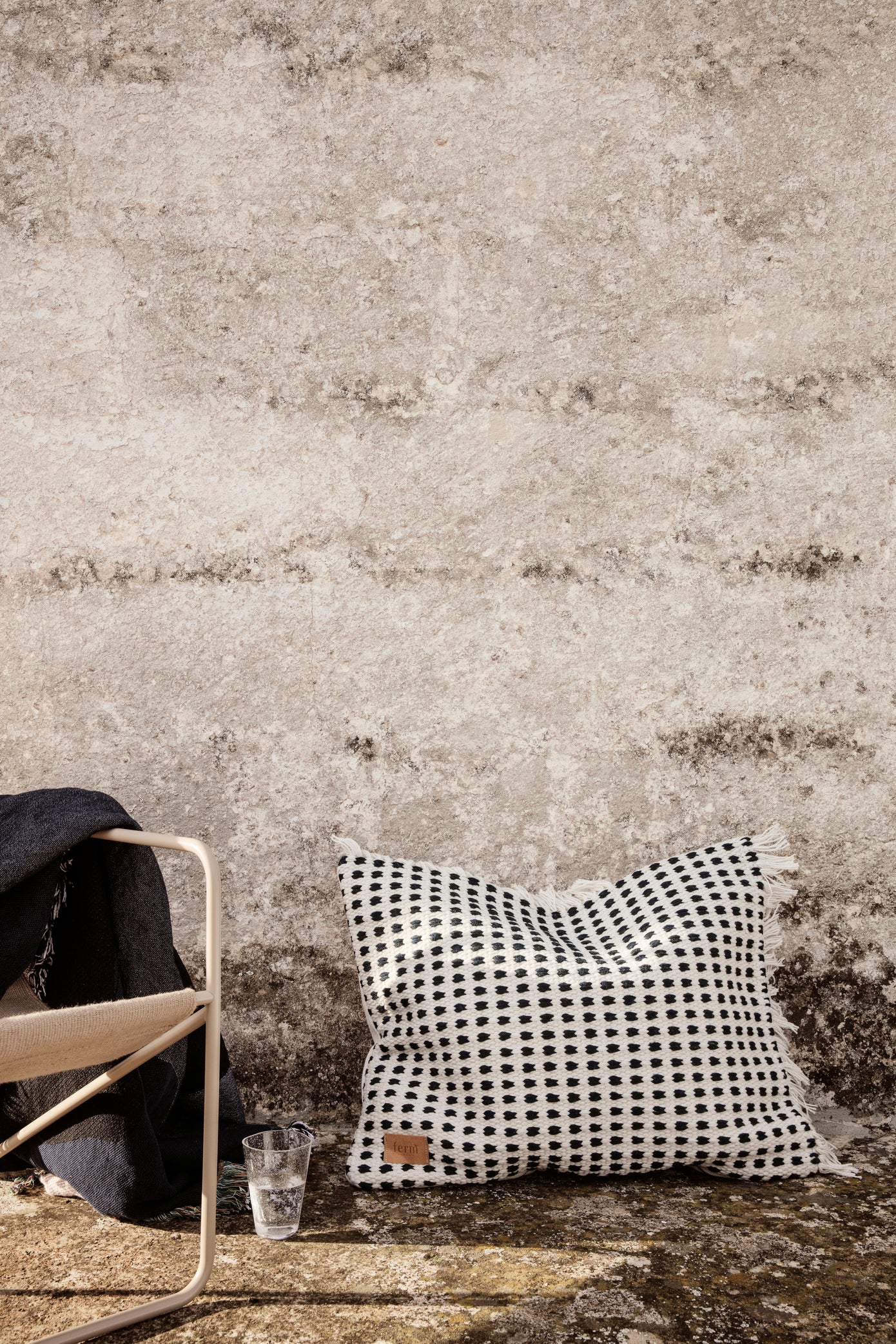 Decorative Pillow WAY Broken White with Blue Dots