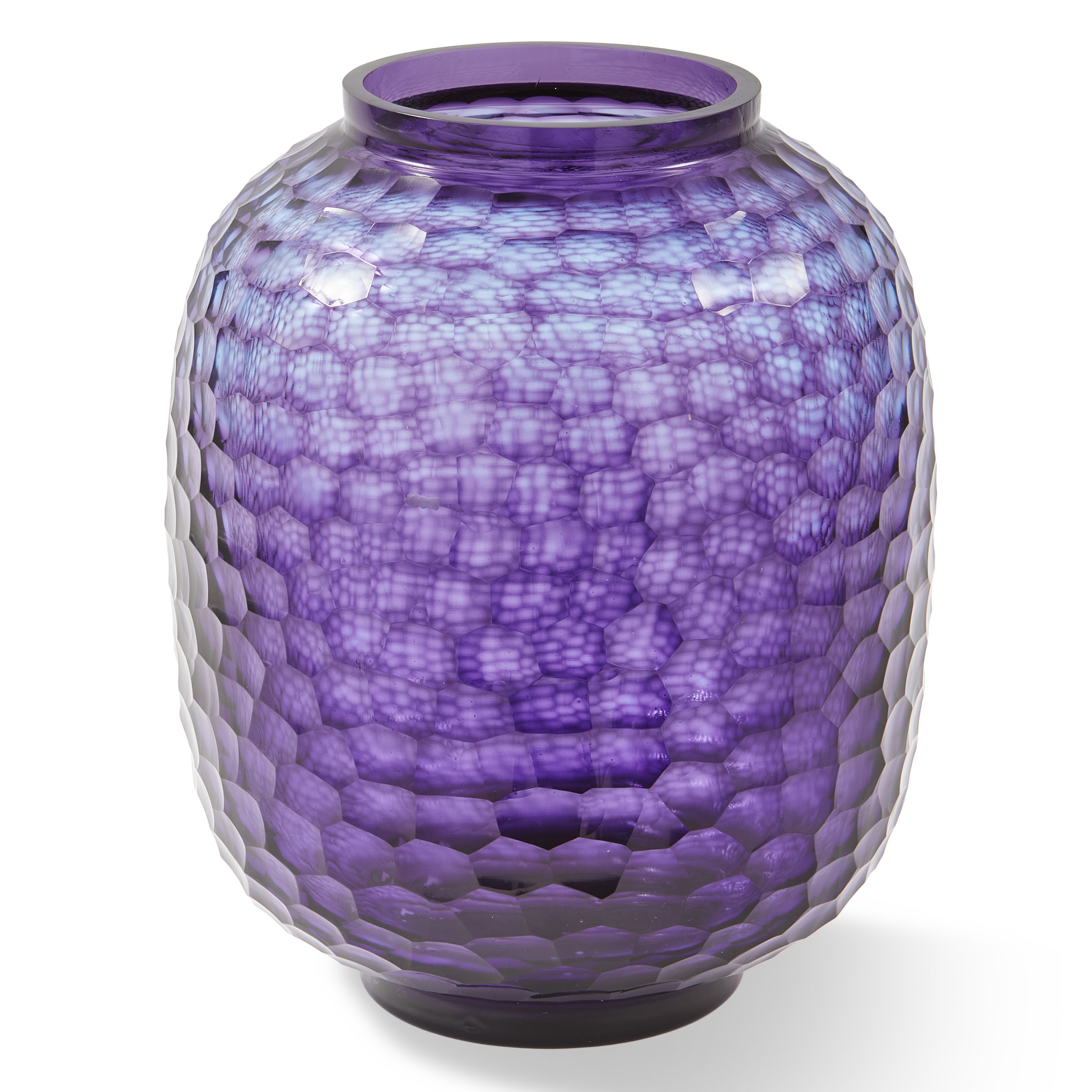Glasvase HONEYCOMB dunkelviolett