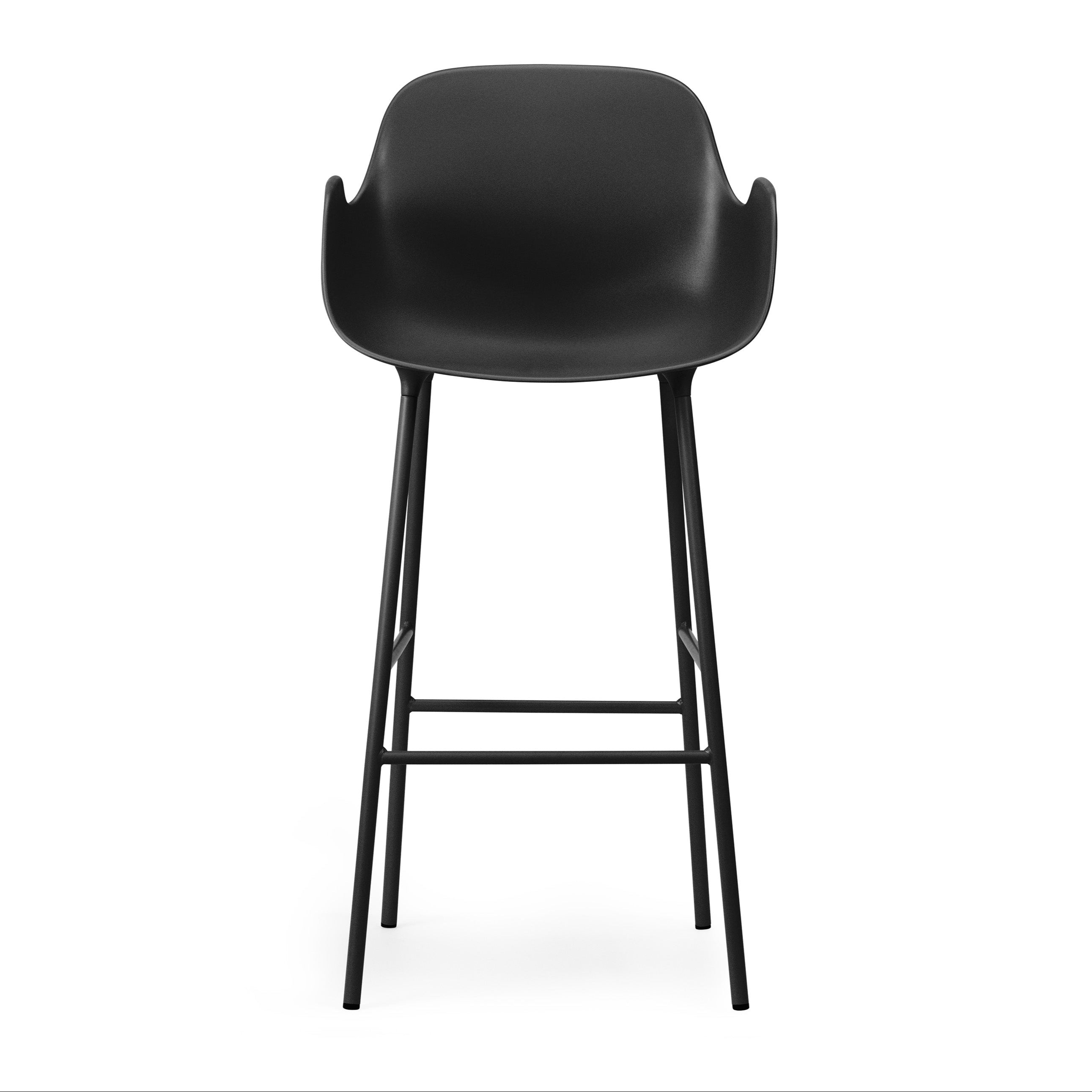 Black bar chair with black armrests