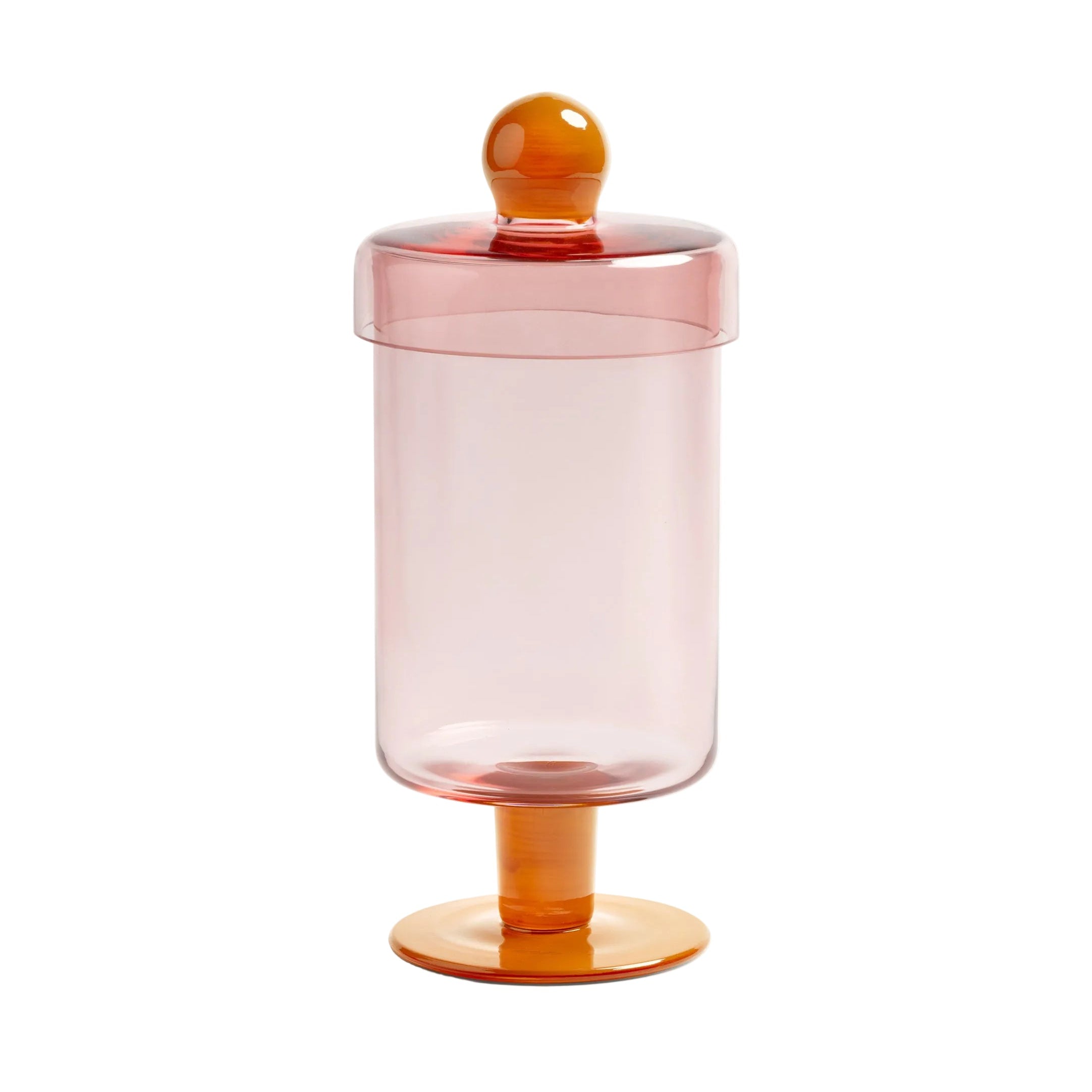 DUO TALL glass container pink with orange