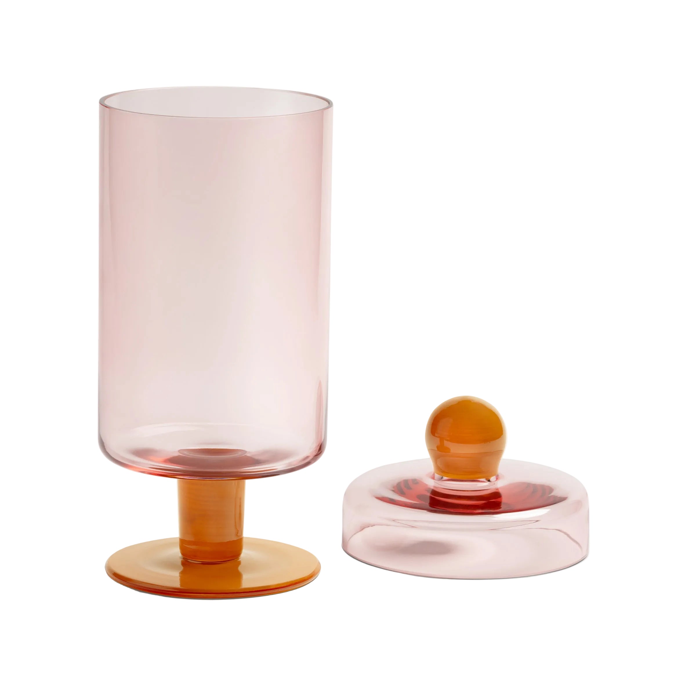 DUO TALL glass container pink with orange