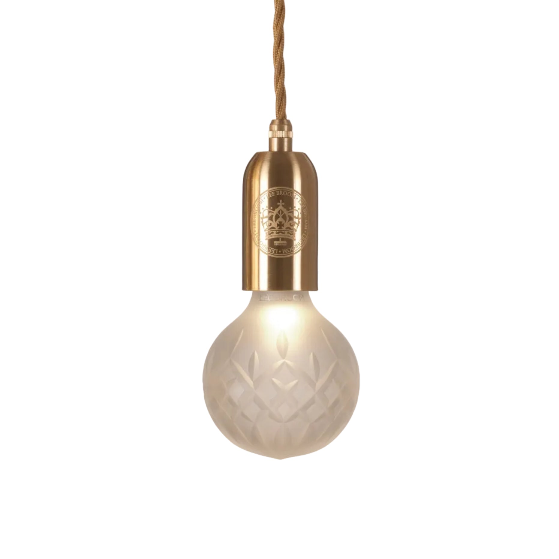 Hängelampe CRYSTAL BULB aus mattem Kristallglas mit messingfarbener Oberfläche