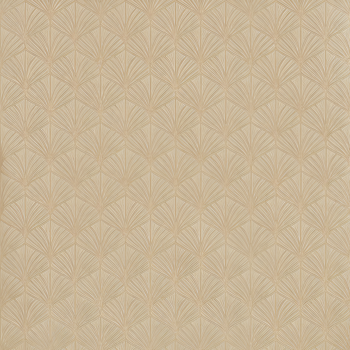 Metallic structural wallpaper with a plant leaf motif NEREIDES - MARRON GLACÉ/DORÉ warm beige with gold