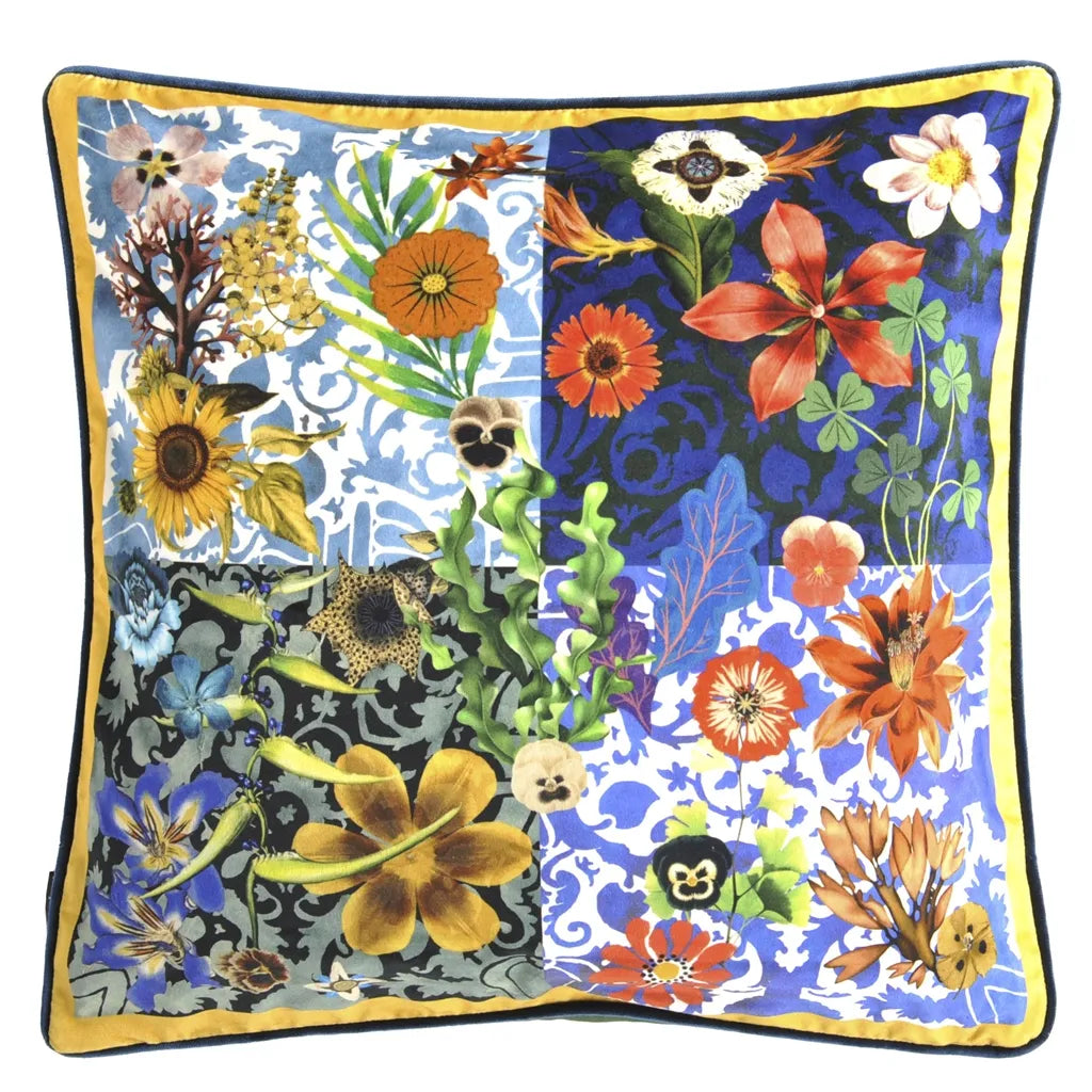 Zweifarbige Kissen HERBIER FLORENTIN mit Pflanzenmuster
