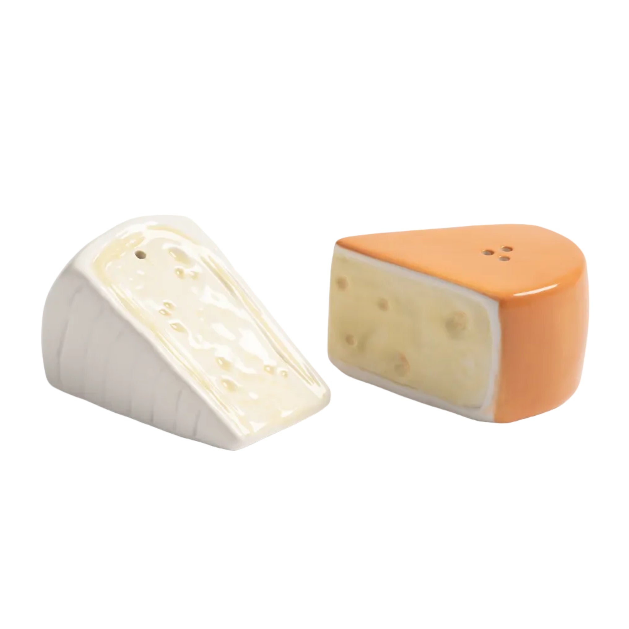 Cheese Salt and Pepper Shaker Set White with Orange