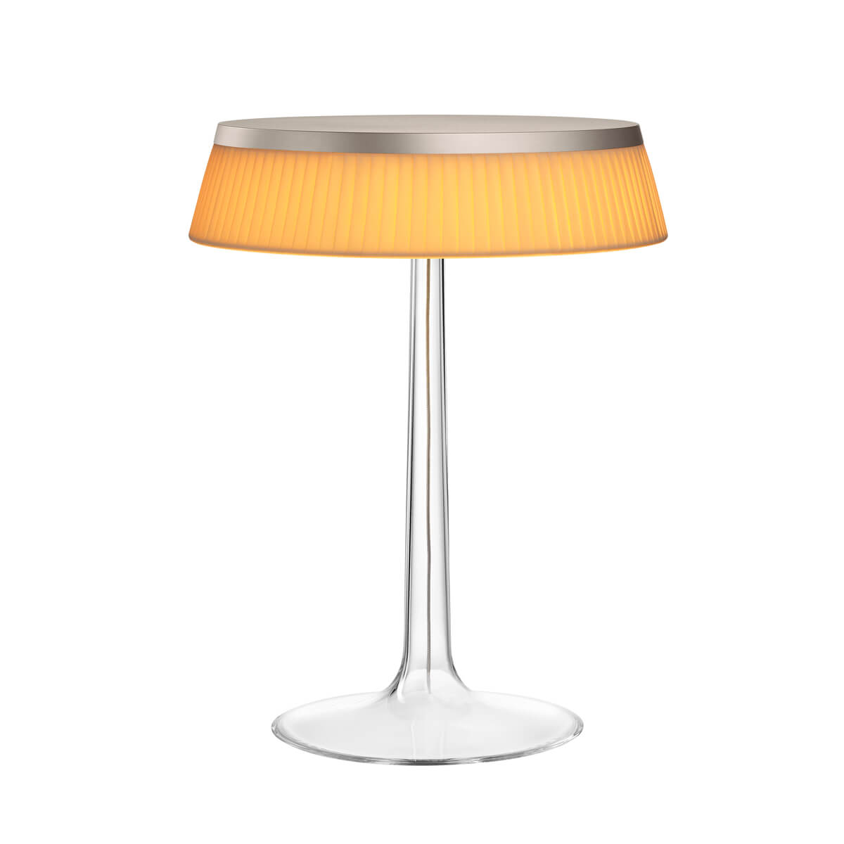BON JOUR matte chrome table lamp with fabric shade