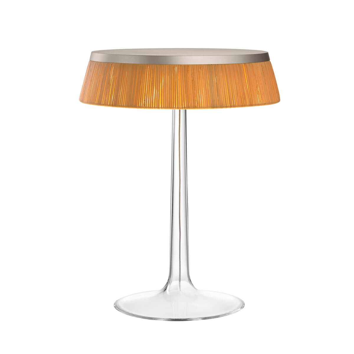 BON JOUR table lamp matte chrome with rattan shade