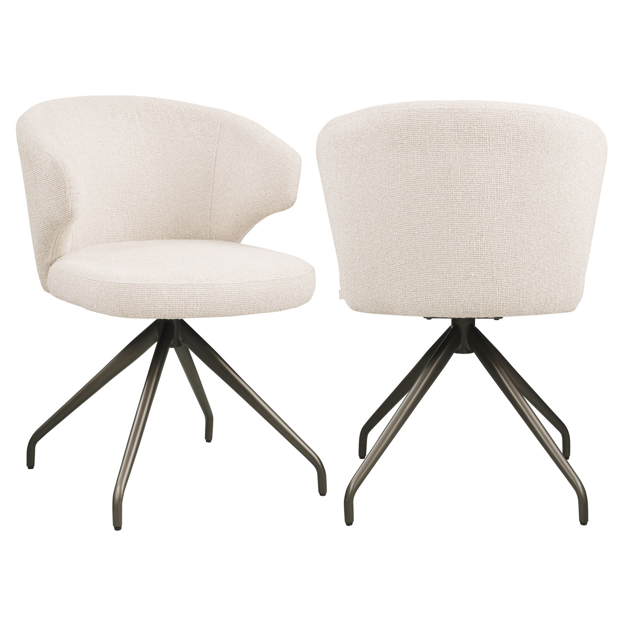 MILLY Cream Swivel Chair with Black Base