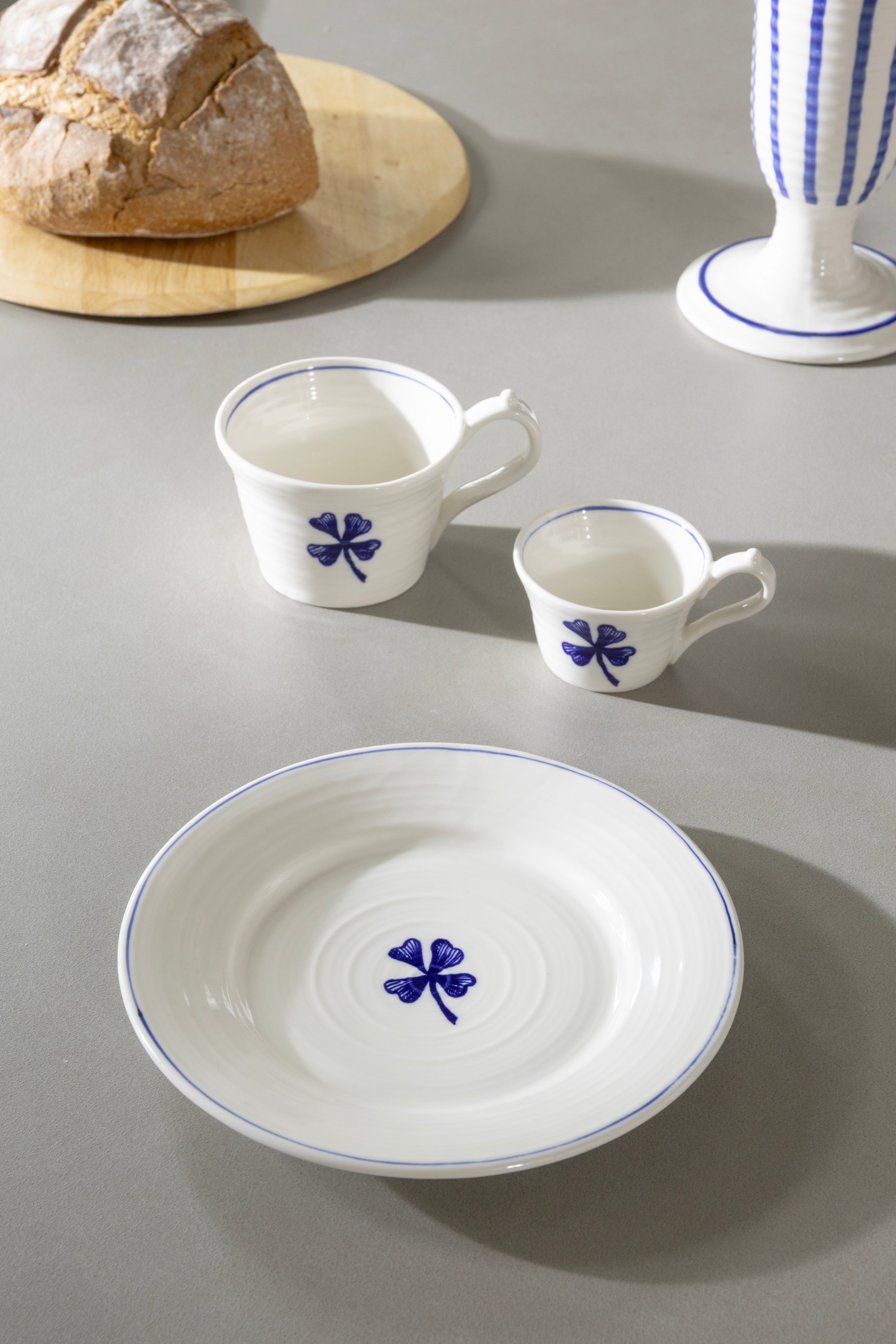 ANOUK CLOVER white and blue cup set