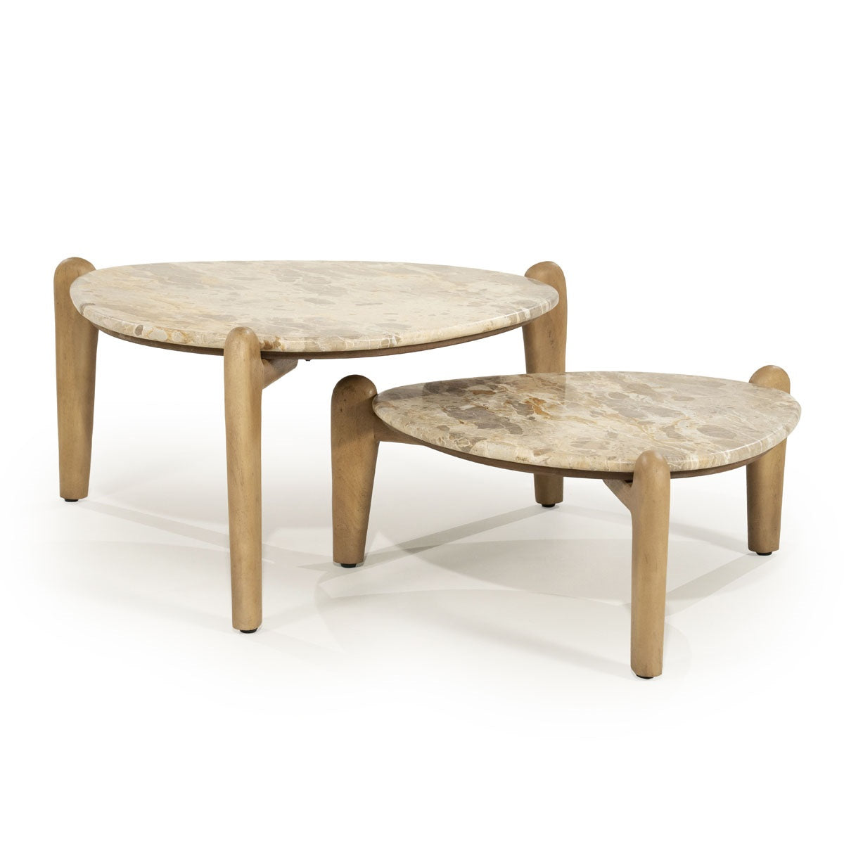 Couchtisch MARNISH aus Marmor mit einer Basis aus Mangoholz