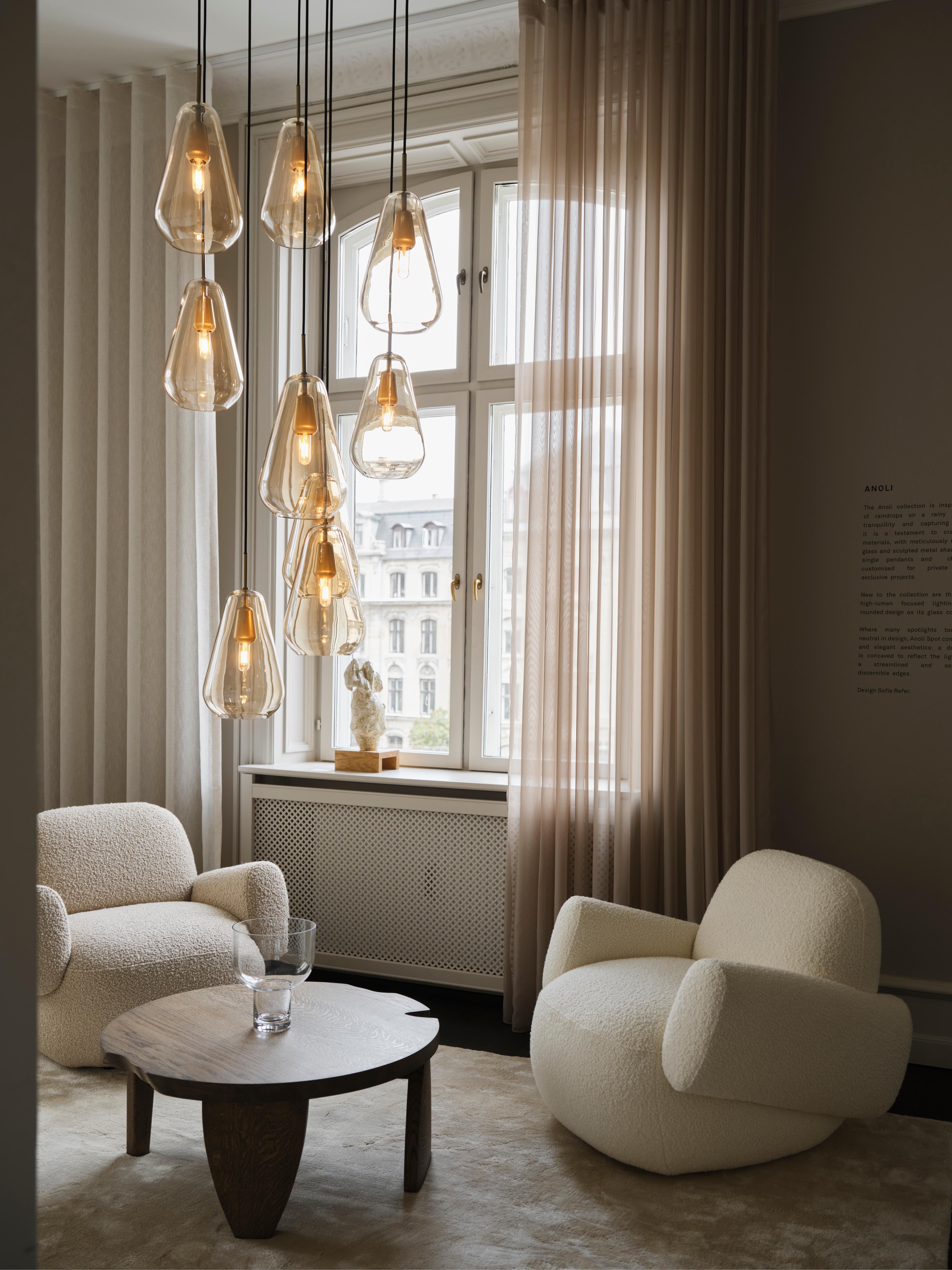 Kronleuchter ANOLI 13 gold mit goldenem Glas