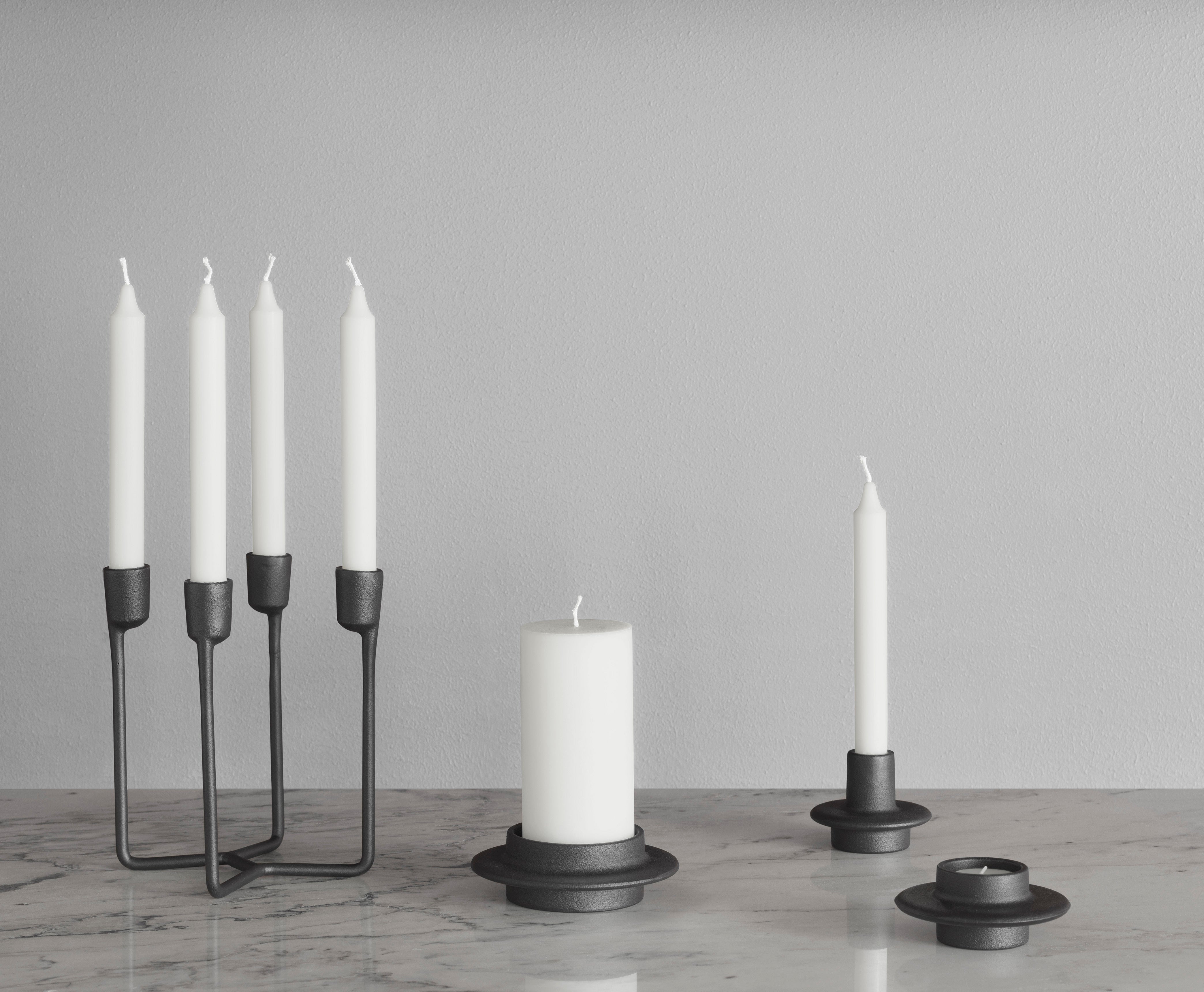 HEIMA BLOCK CANDLE Black Cast Iron Candle Holder