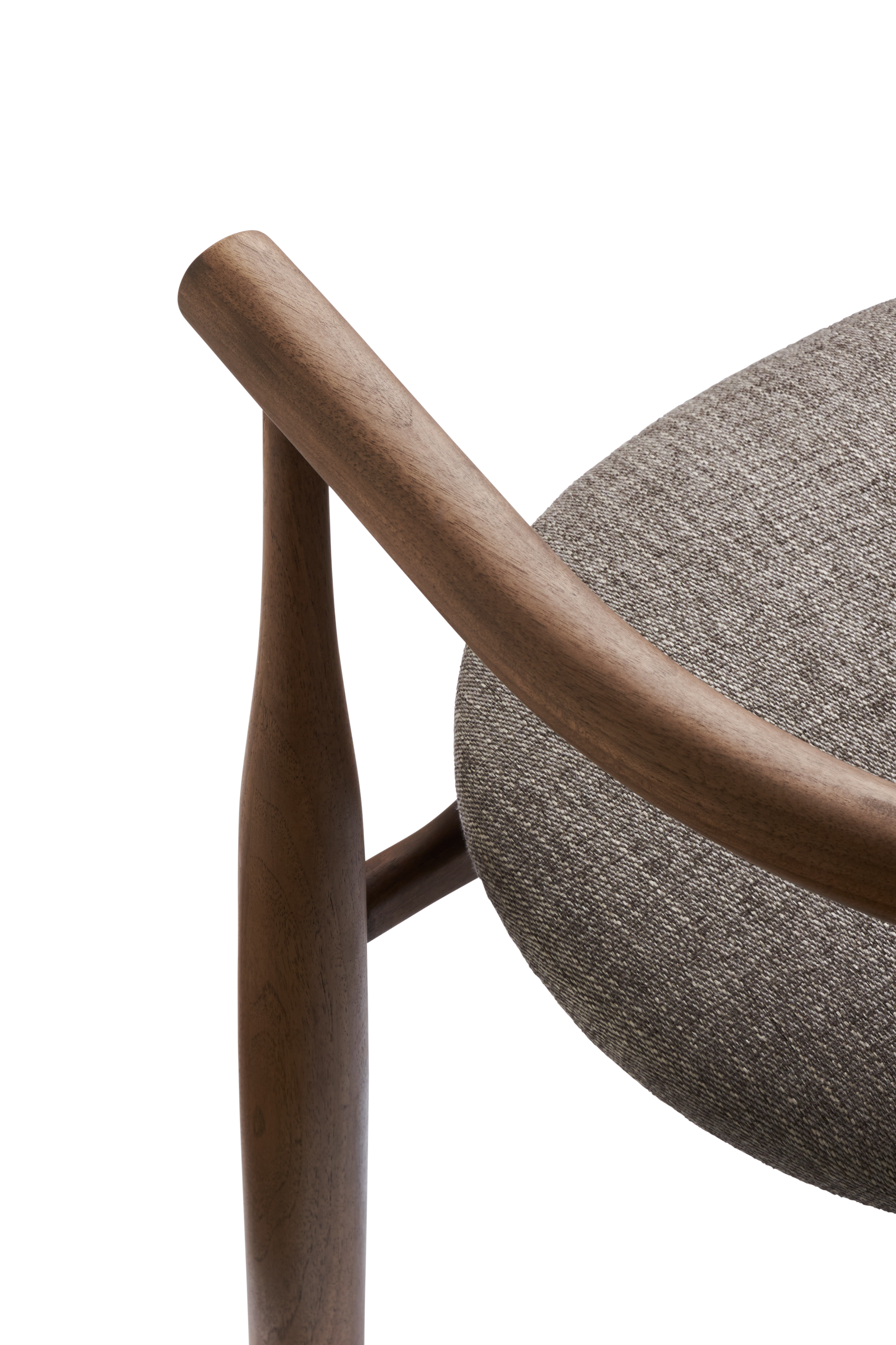 Bukowski -Stuhl mit einer Nussbasis gepolstert