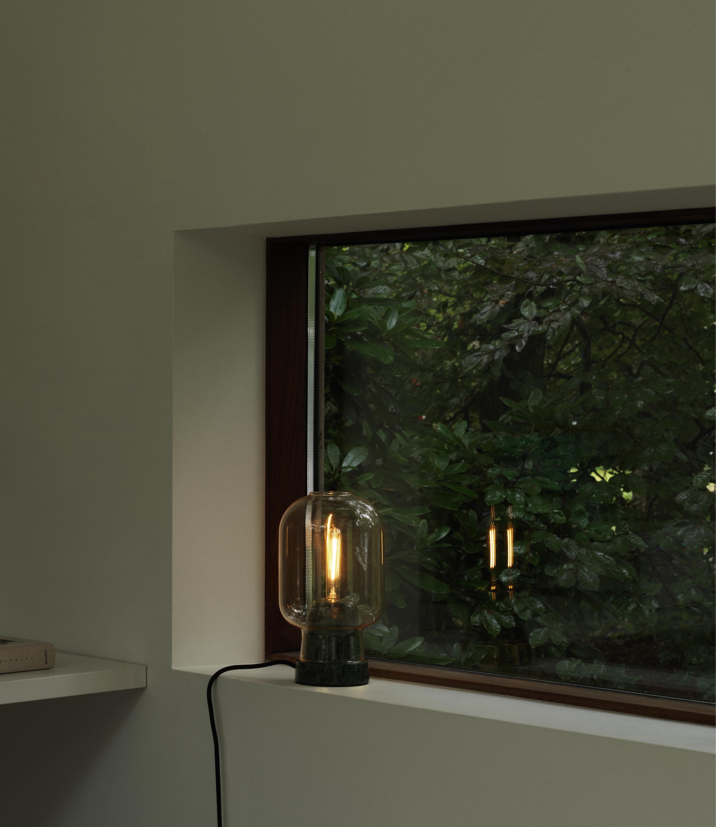 AMP Tischleuchte Gelbes Glas mit grünem Marmor