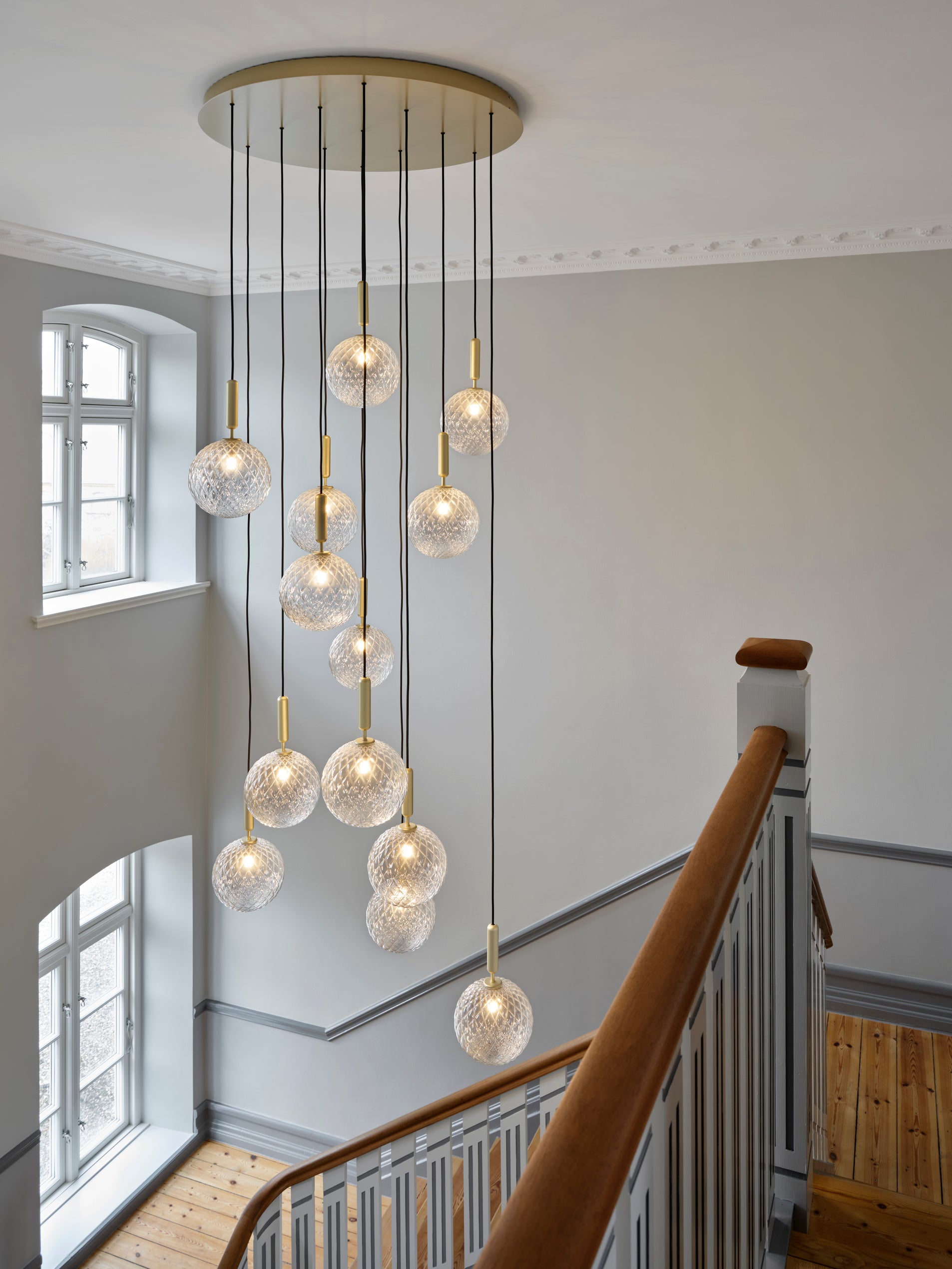 Pendelleuchte MIIRA 13 messing mit transparentem Glas