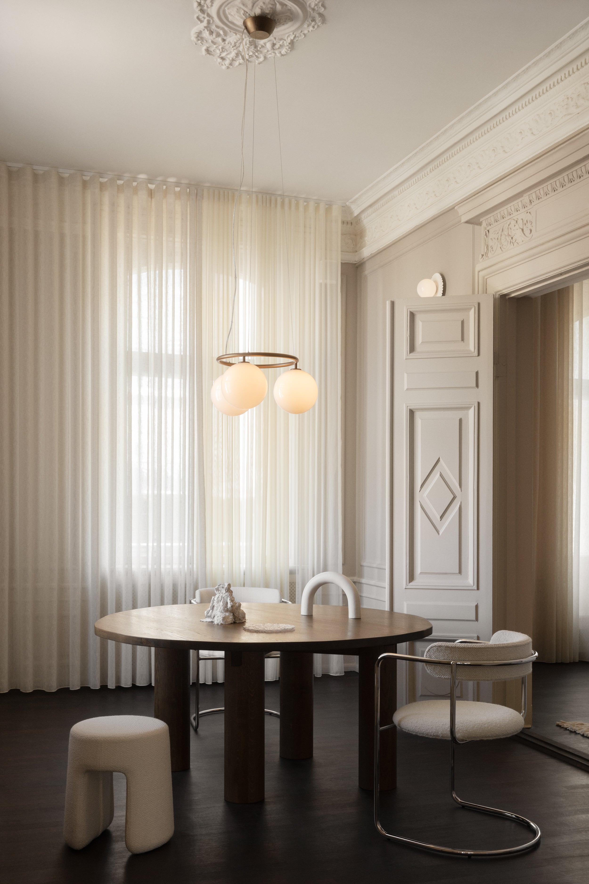 MIIRA 3 CIRCULAR Pendant Lamp in Dark Brown with Opal Glass