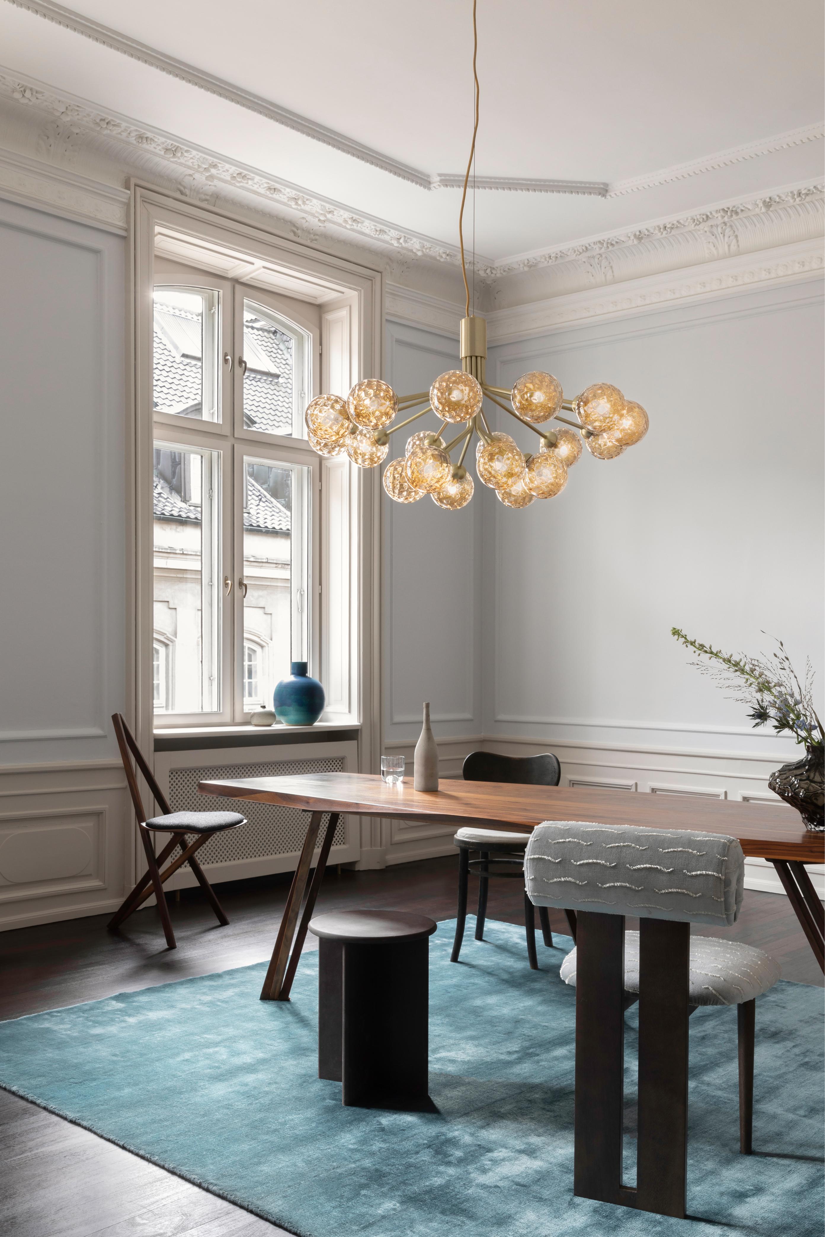 APIALES 18 Brass Chandelier with Gold Glass
