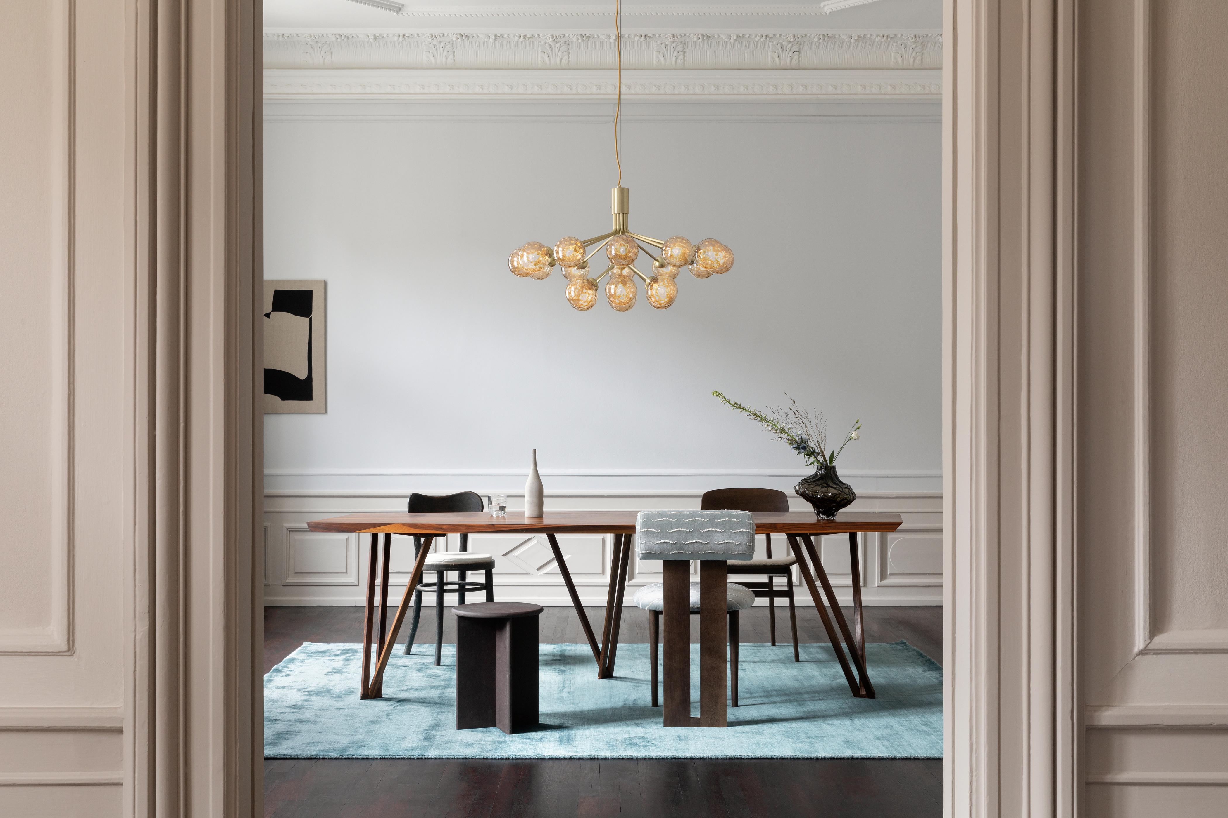 APIALES 18 Brass Chandelier with Gold Glass