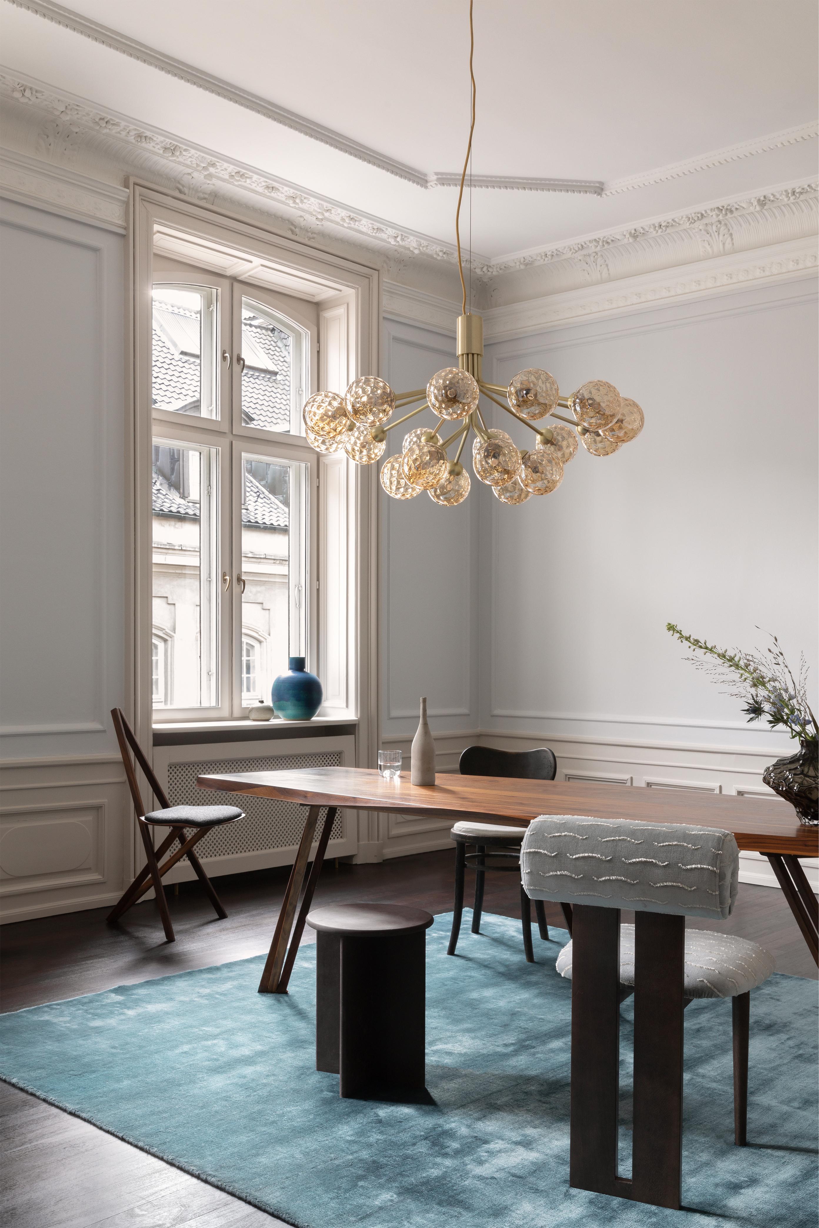APIALES 18 Brass Chandelier with Gold Glass