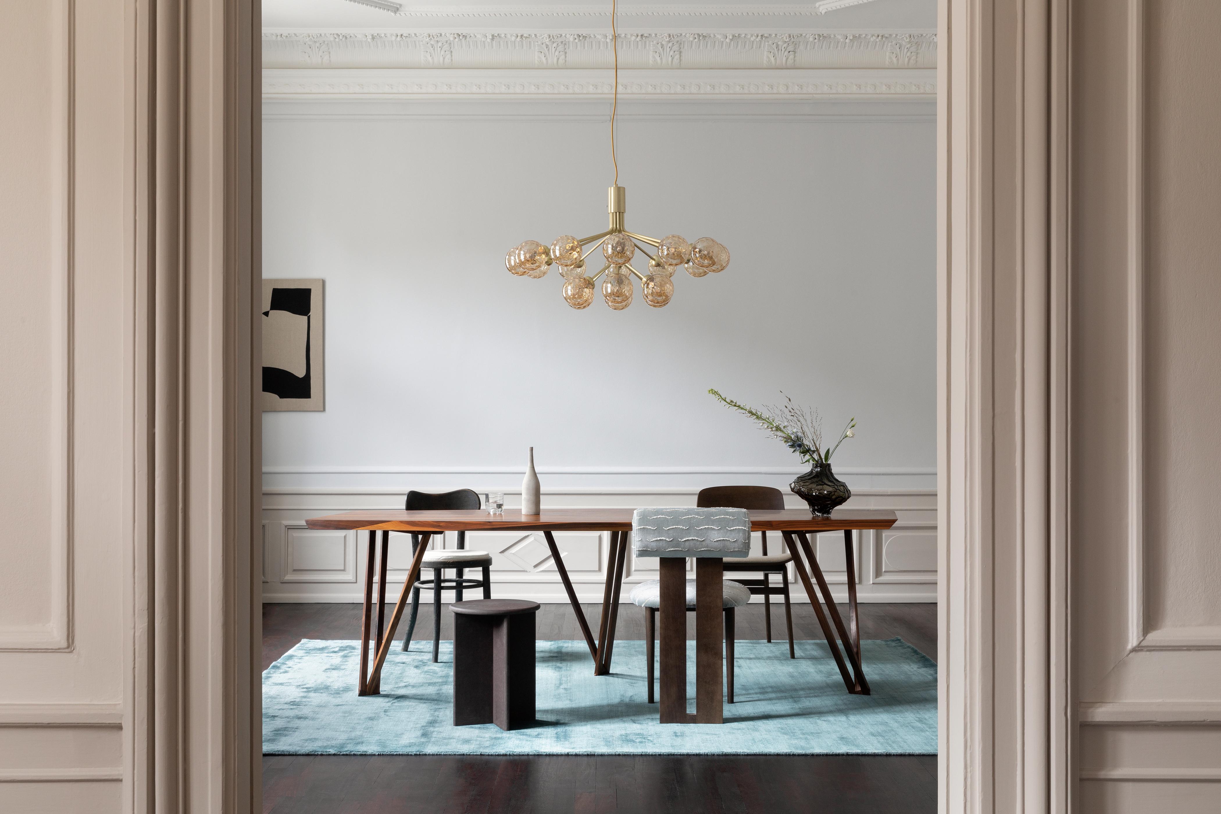 APIALES 18 Brass Chandelier with Gold Glass