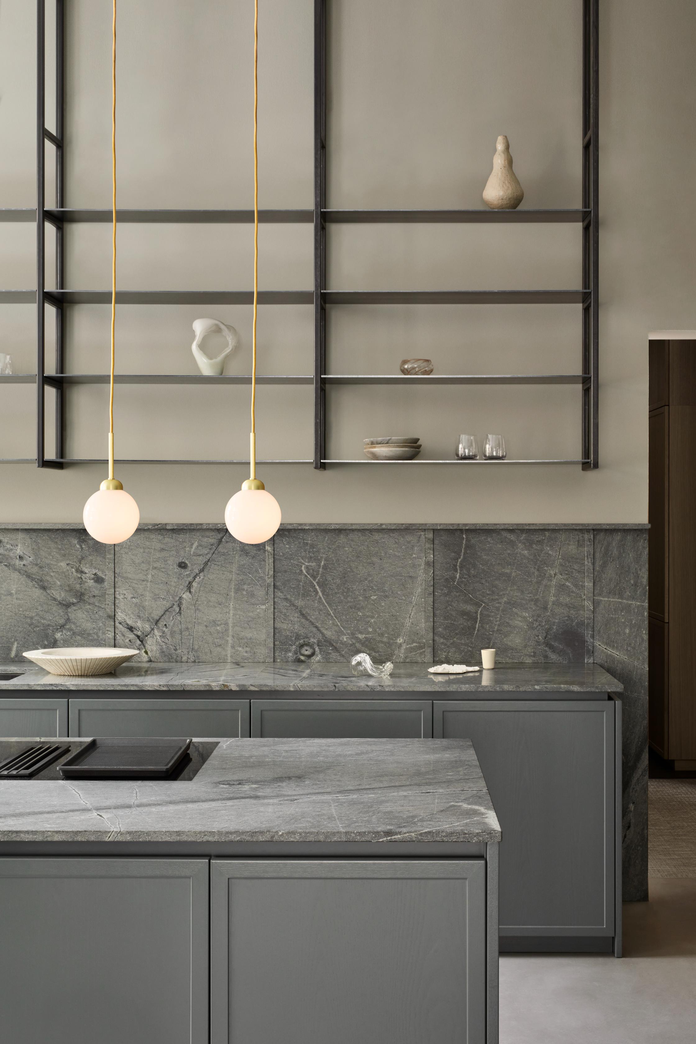 APIALES Pendant Lamp in Brass with Opal Glass