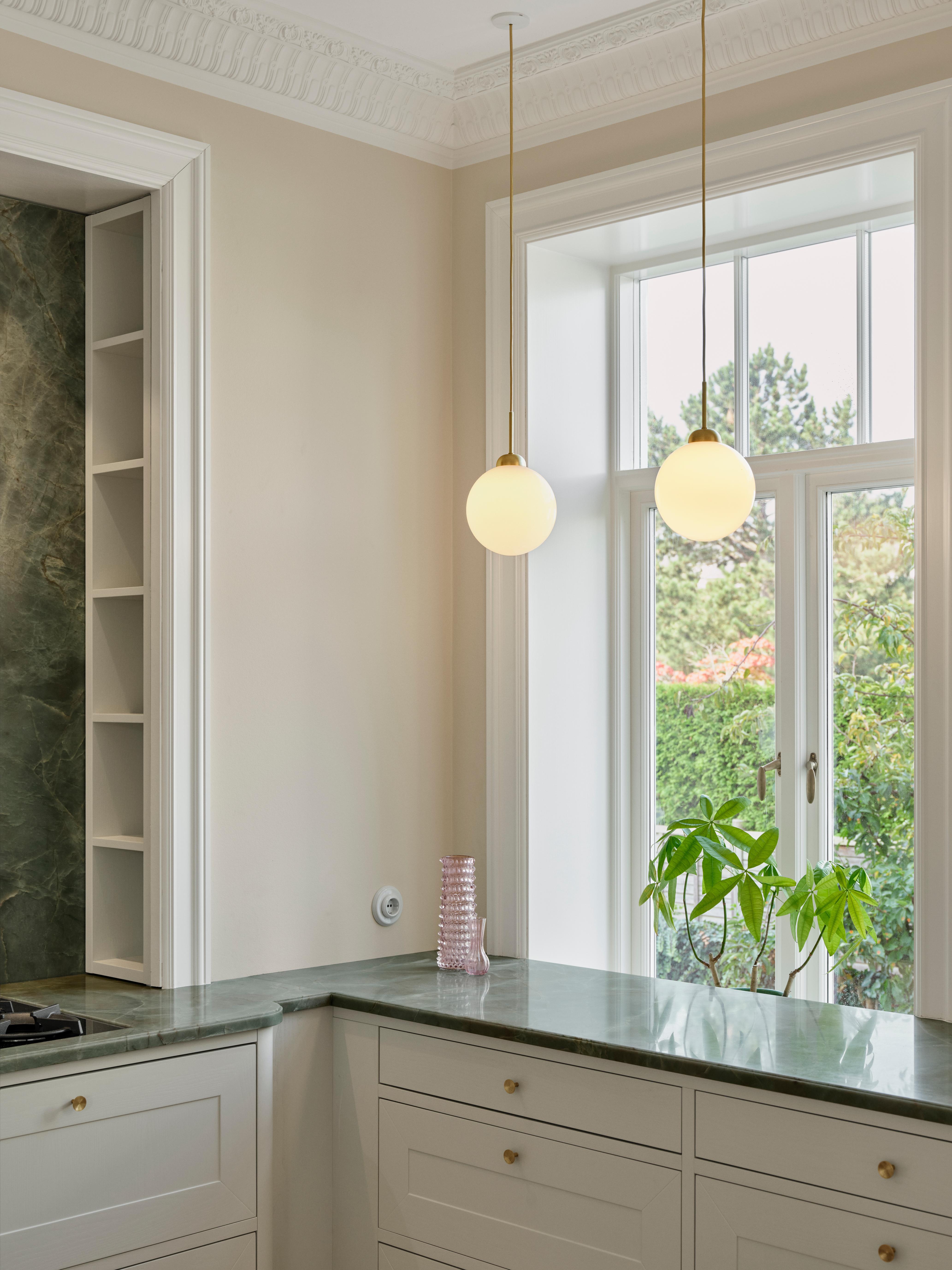 APIALES Pendant Lamp in Brass with Opal Glass