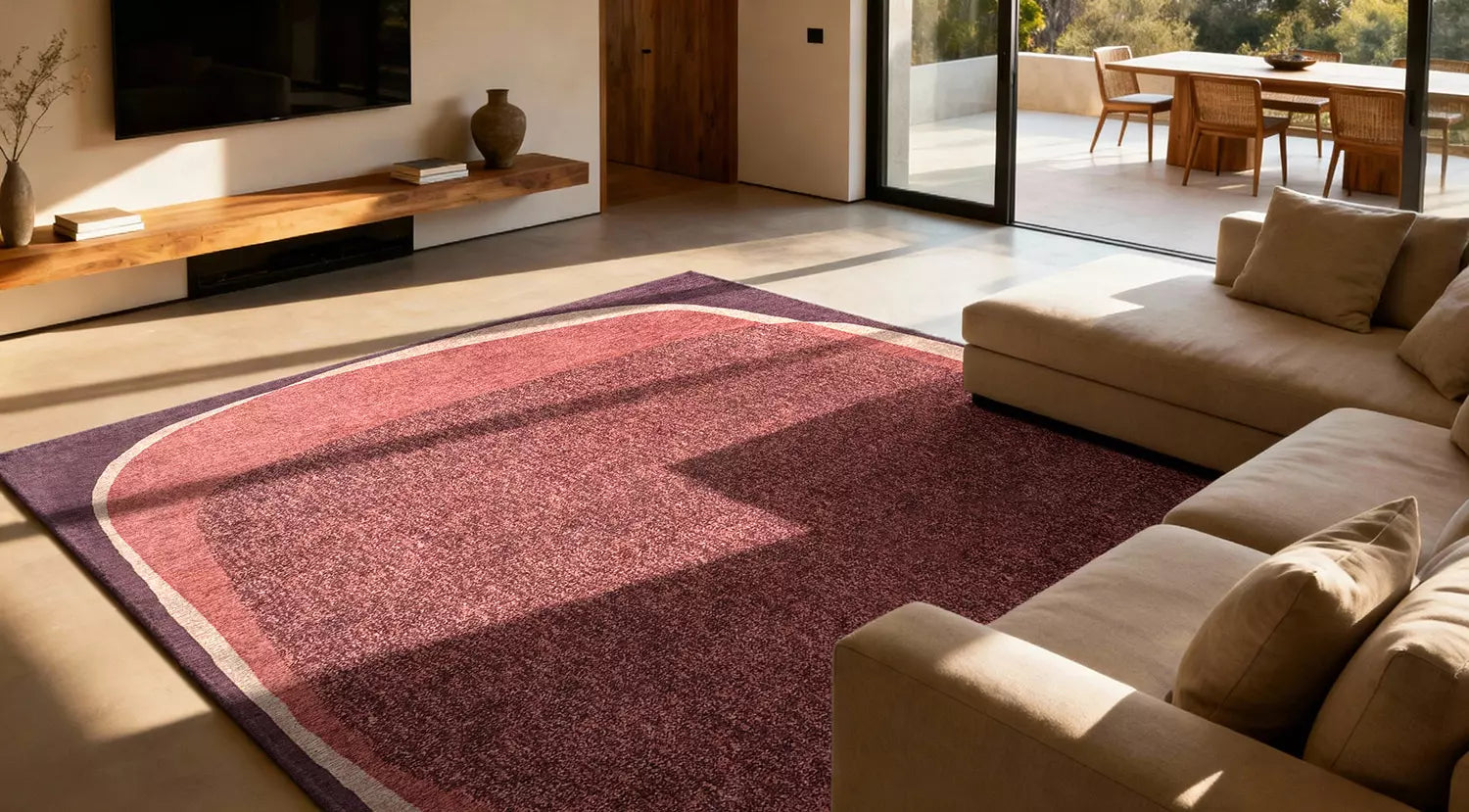 MARBLE Purple Rug with Pink and Beige