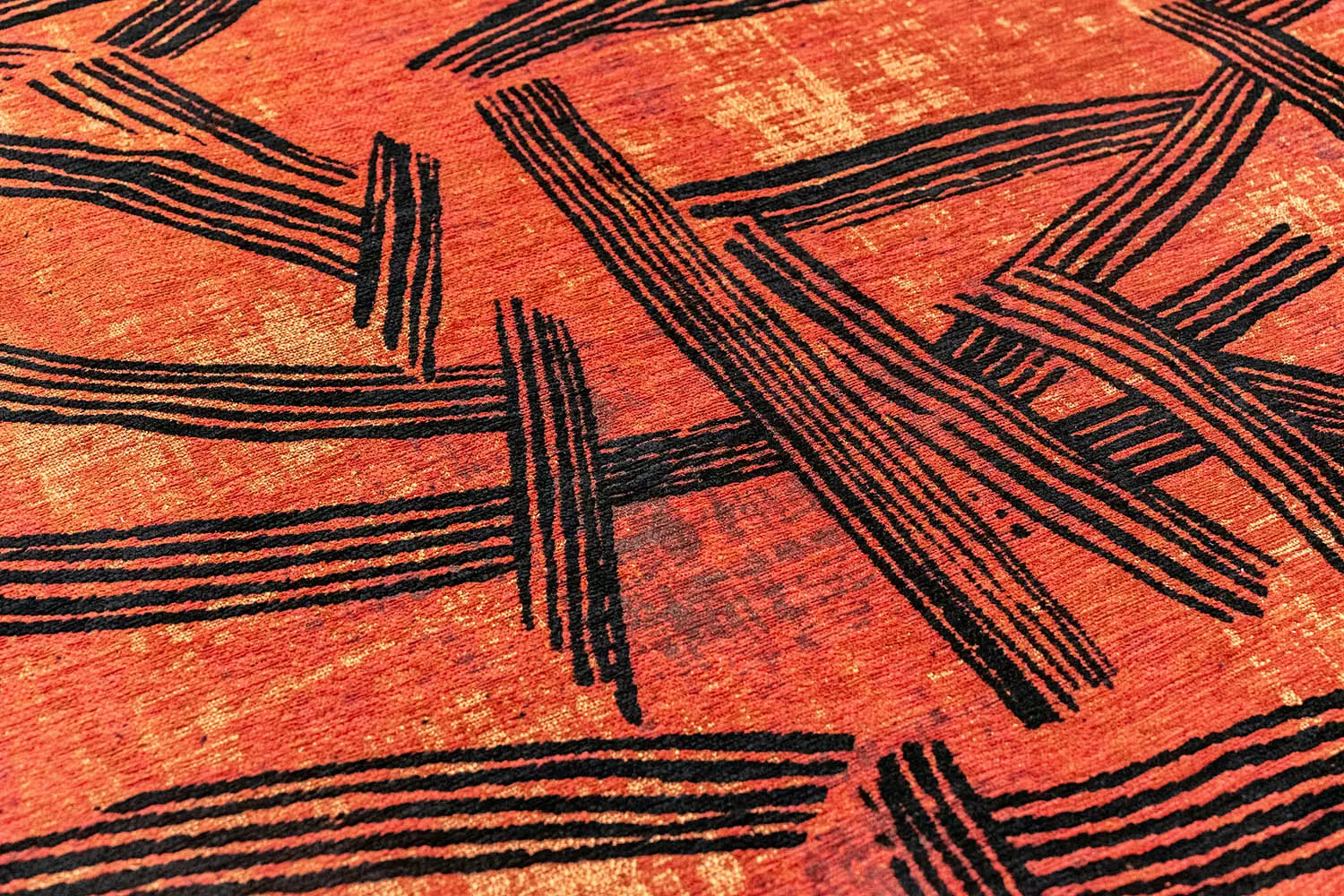 Runder Teppich KANJI orange mit schwarz
