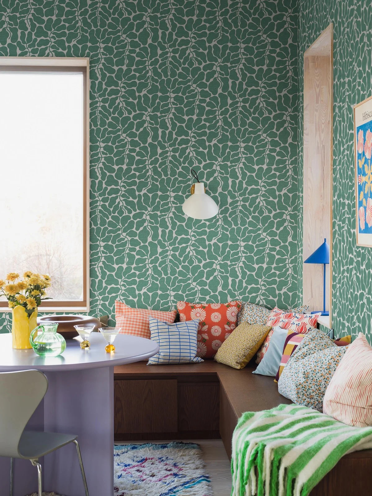 Vlies-Tapete mit pflanzlichem Muster MY SECRET GARDEN grün mit weiß