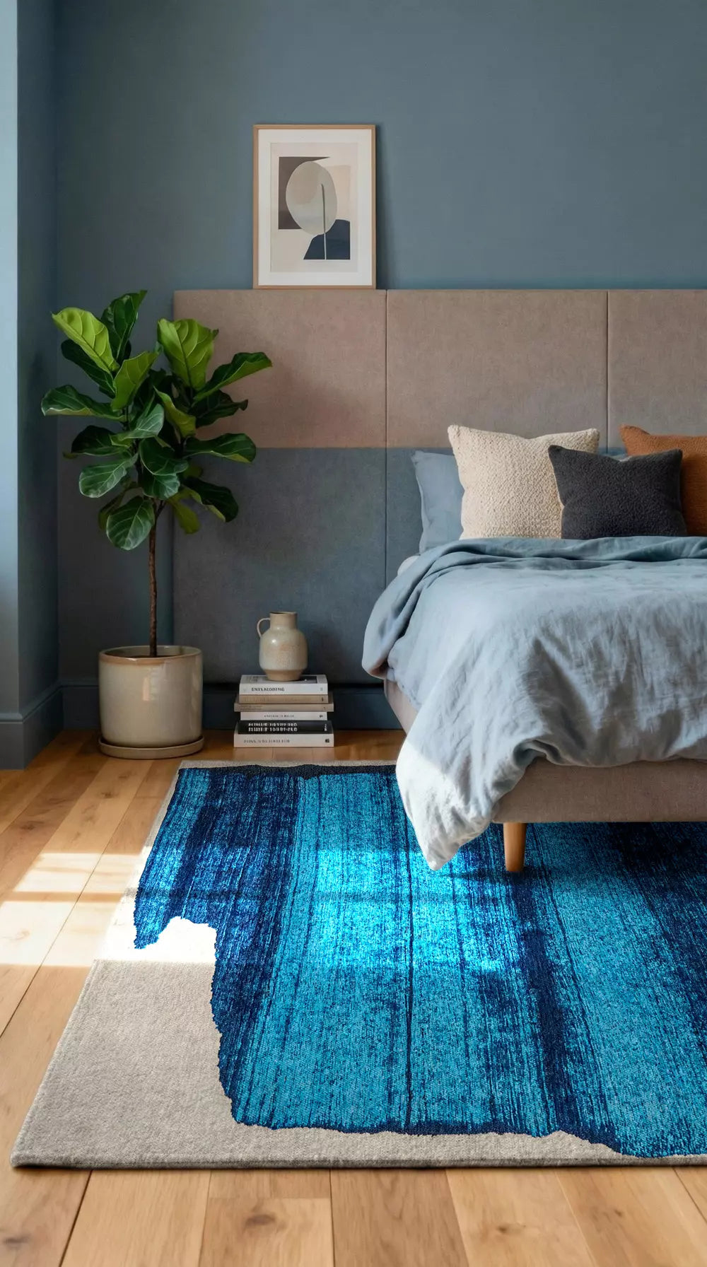 BRUSH Blue and Beige Rug