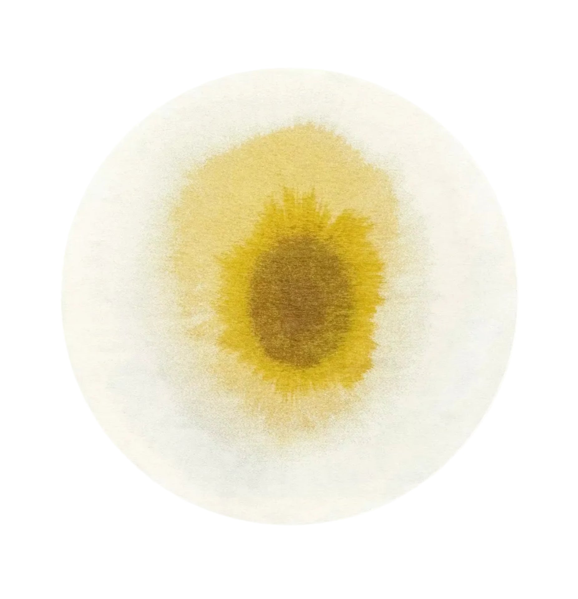Round DROP rug in white with yellow