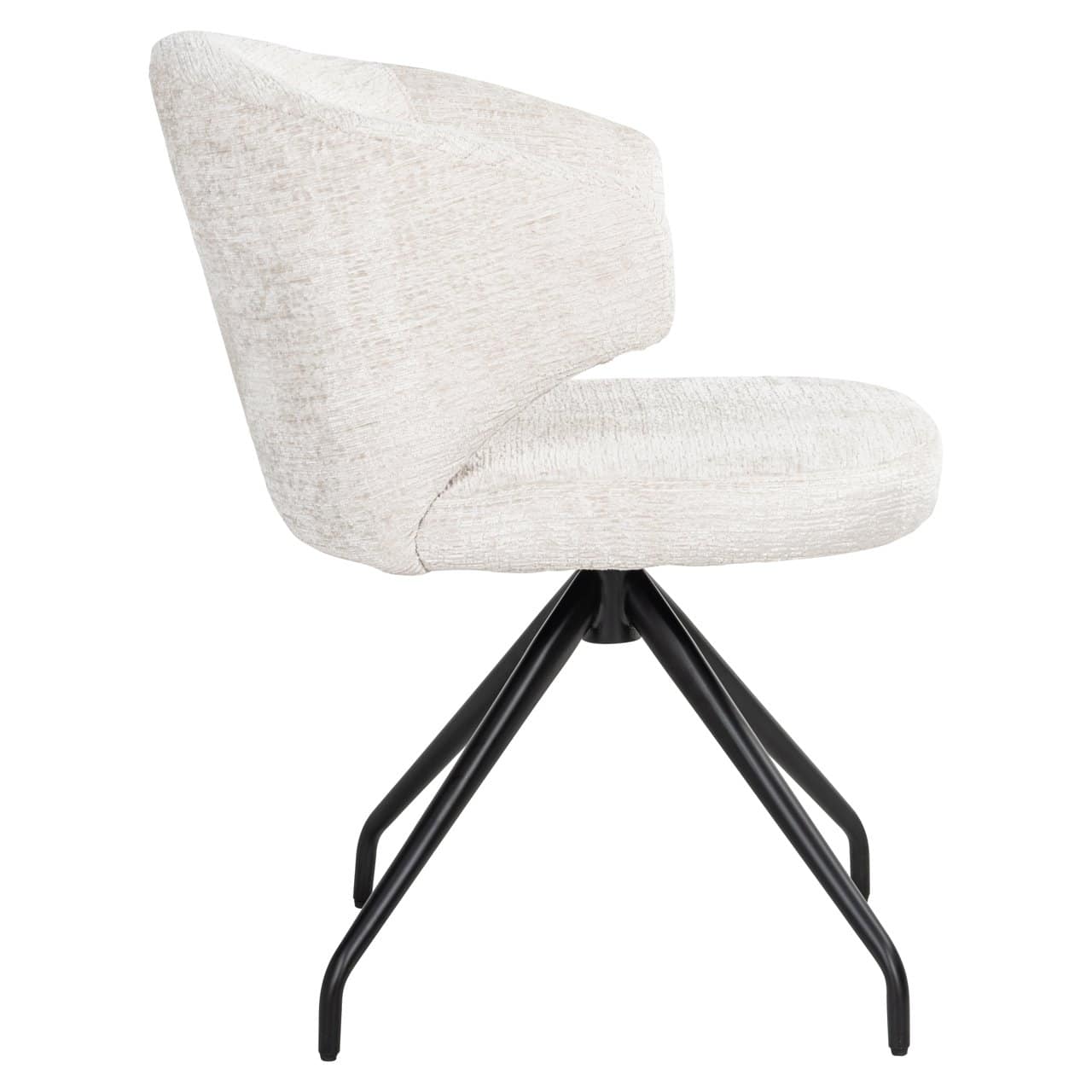 Milly White Swivel Chair with Black Base