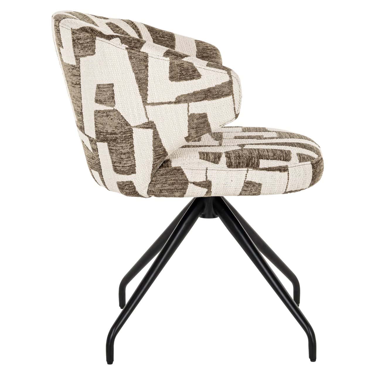 MILLY Swivel Chair in Beige with Brown and Black Base