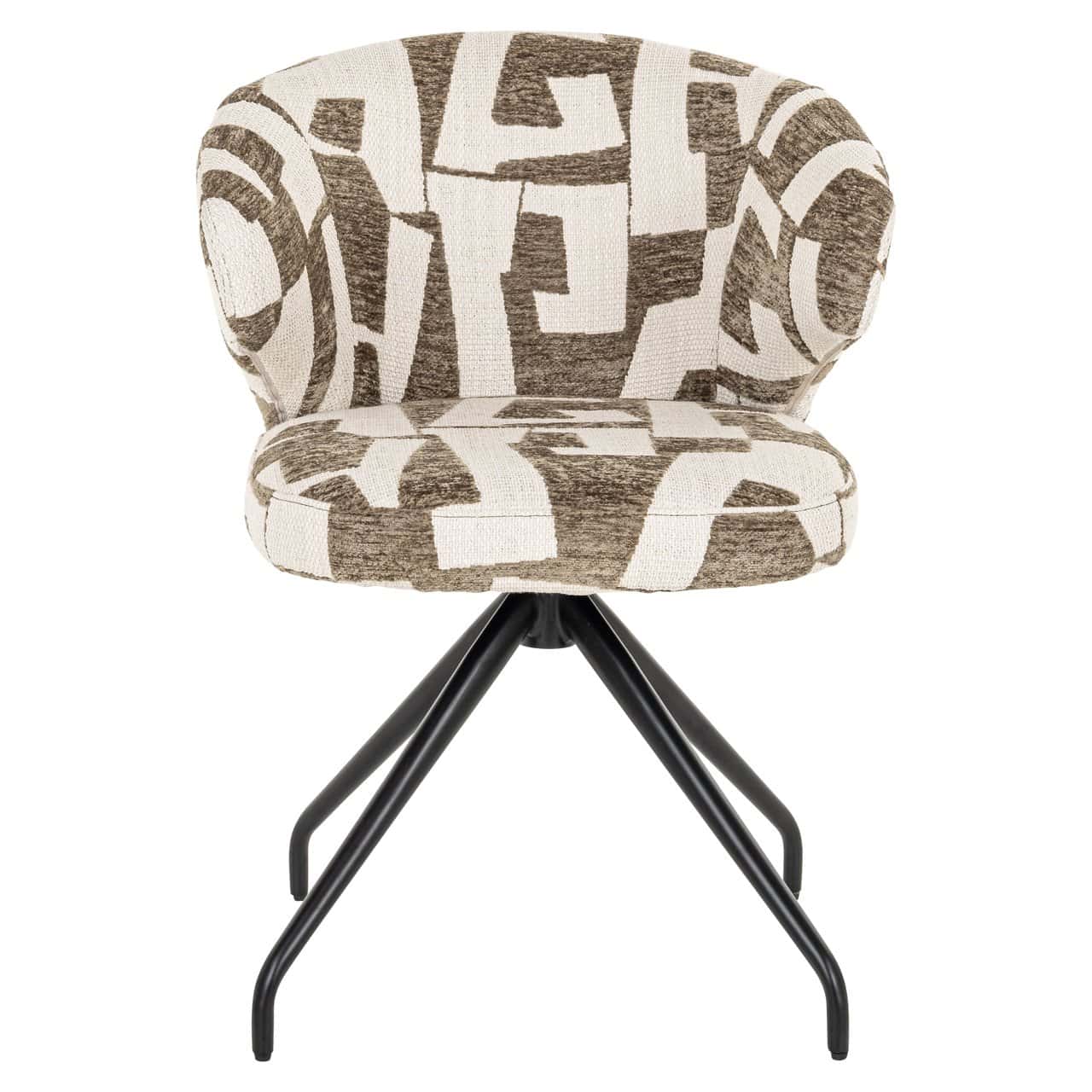 MILLY Swivel Chair in Beige with Brown and Black Base