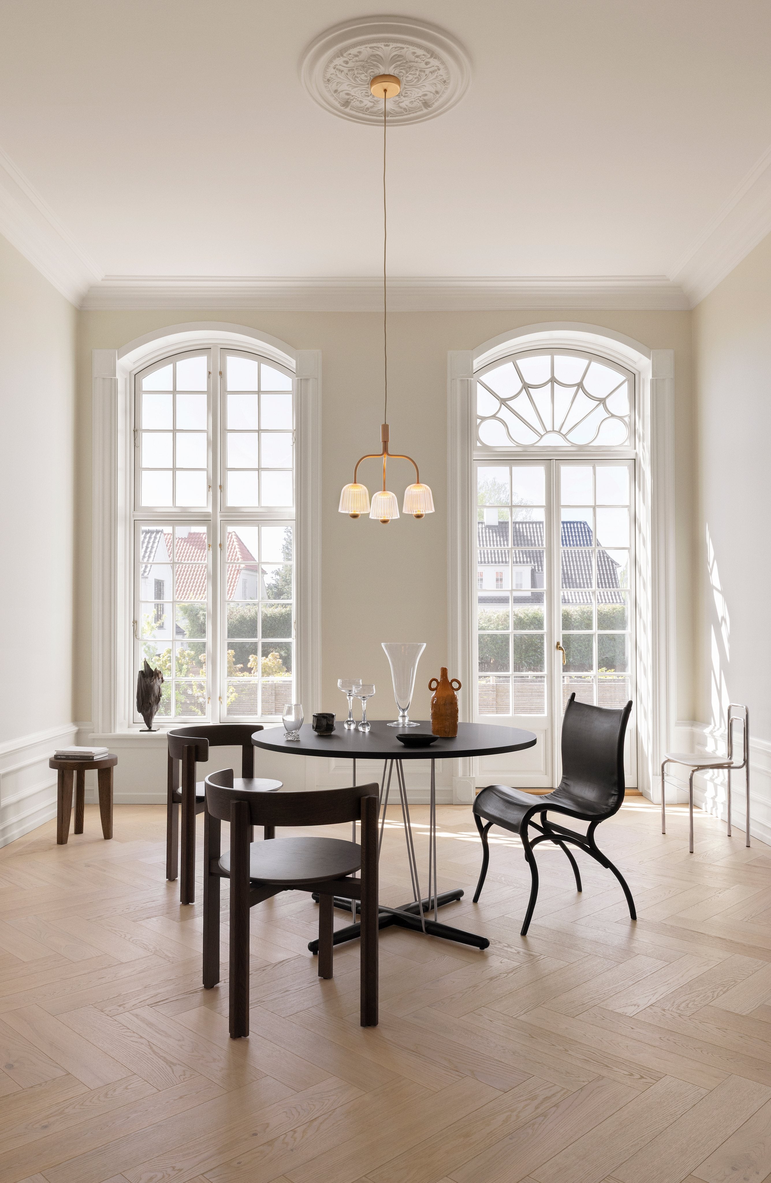 Lampa wisząca ASTEEA 3 złoty z transparentnym – styl minimalistyczny