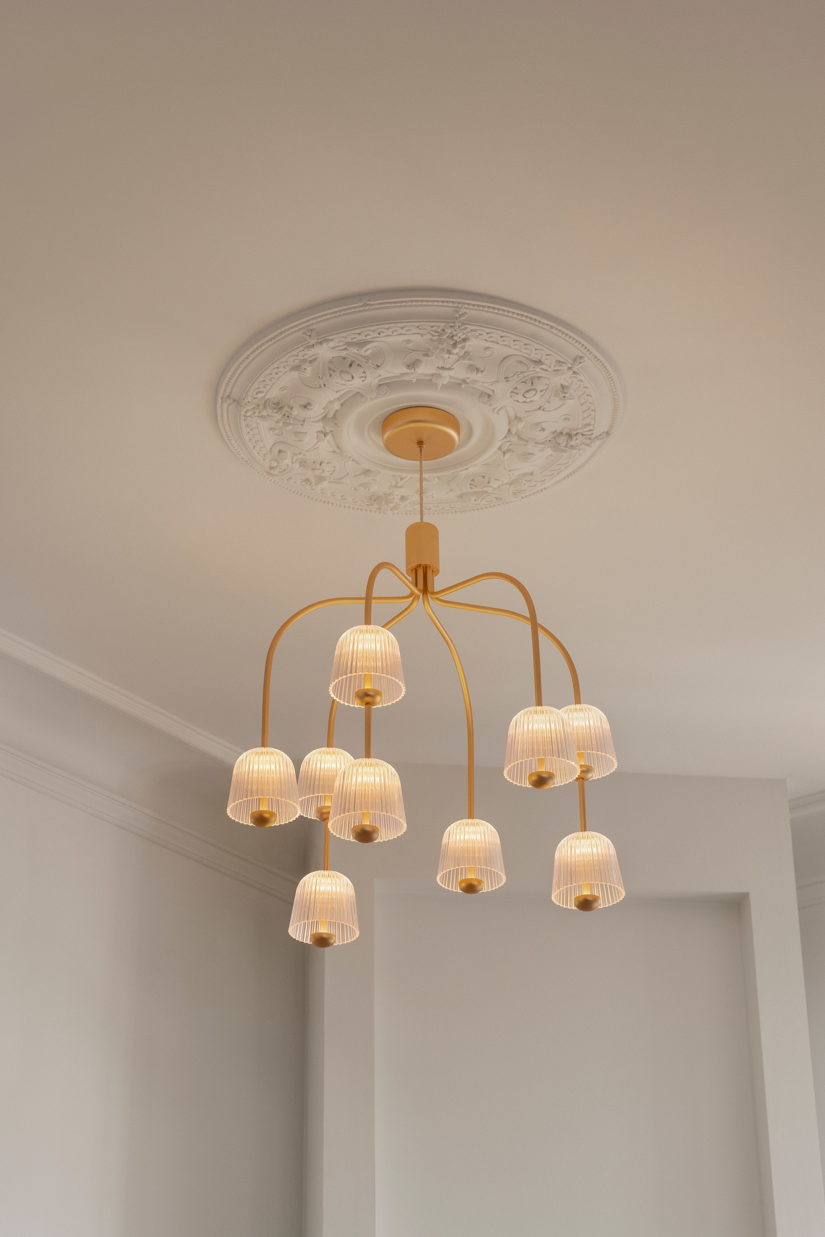 Kronleuchter ASTEEA 9 gold mit transparentem