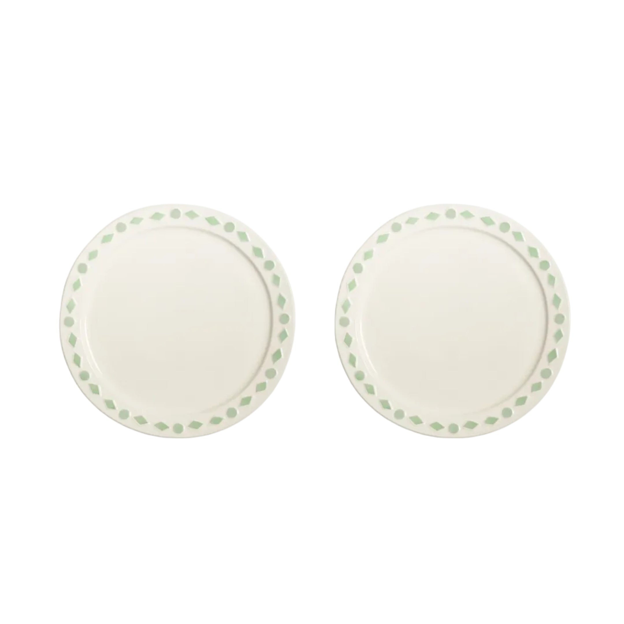 FOLK white dinner plate set with mint