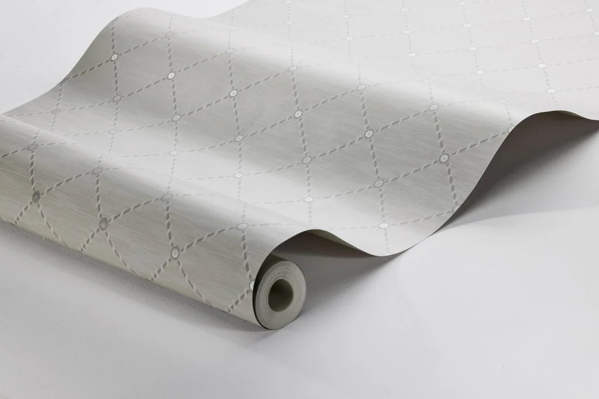 Tapete mit geometrischem Muster GOLDEN TRELLIS grau mit Weiß