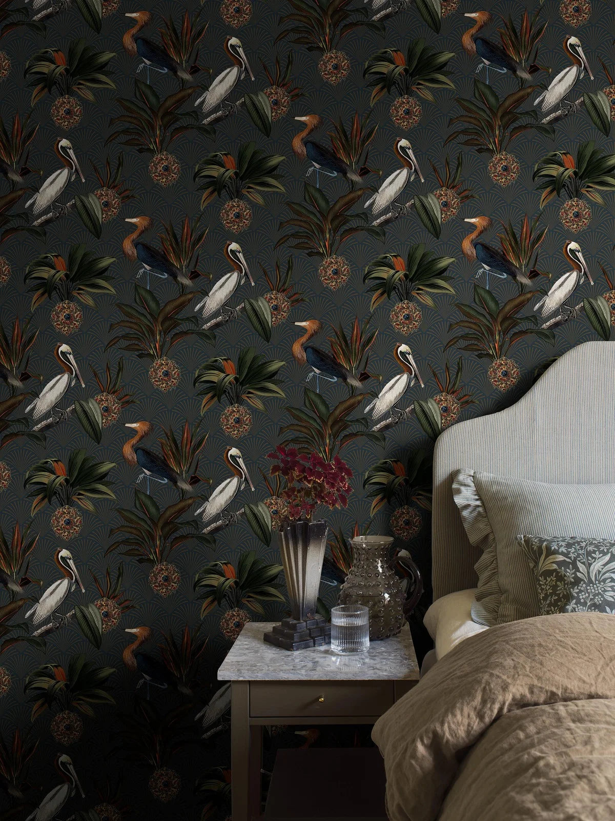 Tapete mit Tiermotiv Vögel SAPPHIRE BIRDS dunkelgrün
