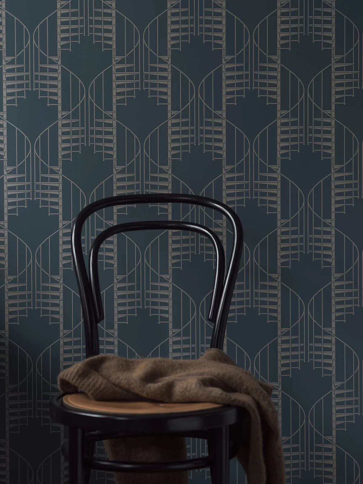 Abstract Pattern Wallpaper STAIRCASE Dark Green