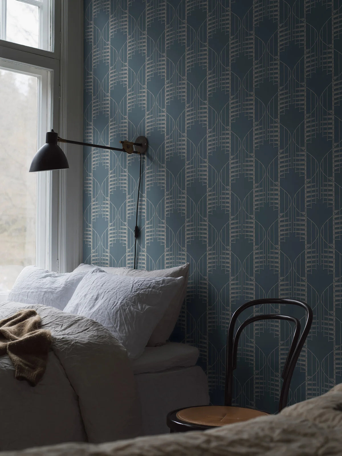 Abstract Pattern Wallpaper STAIRCASE Dark Green