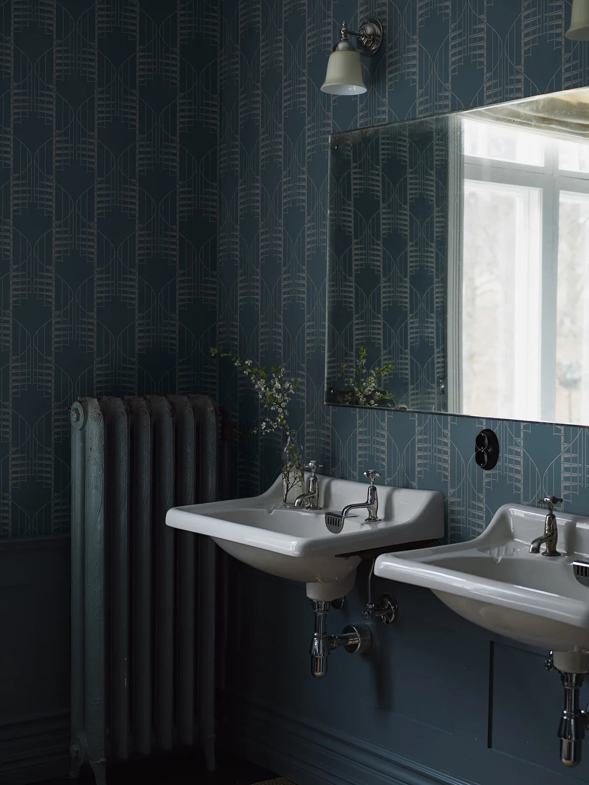 Abstract Pattern Wallpaper STAIRCASE Dark Green