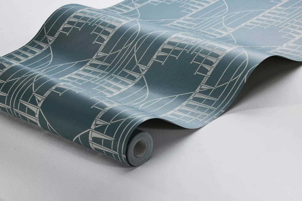 Abstract Pattern Wallpaper STAIRCASE Dark Green