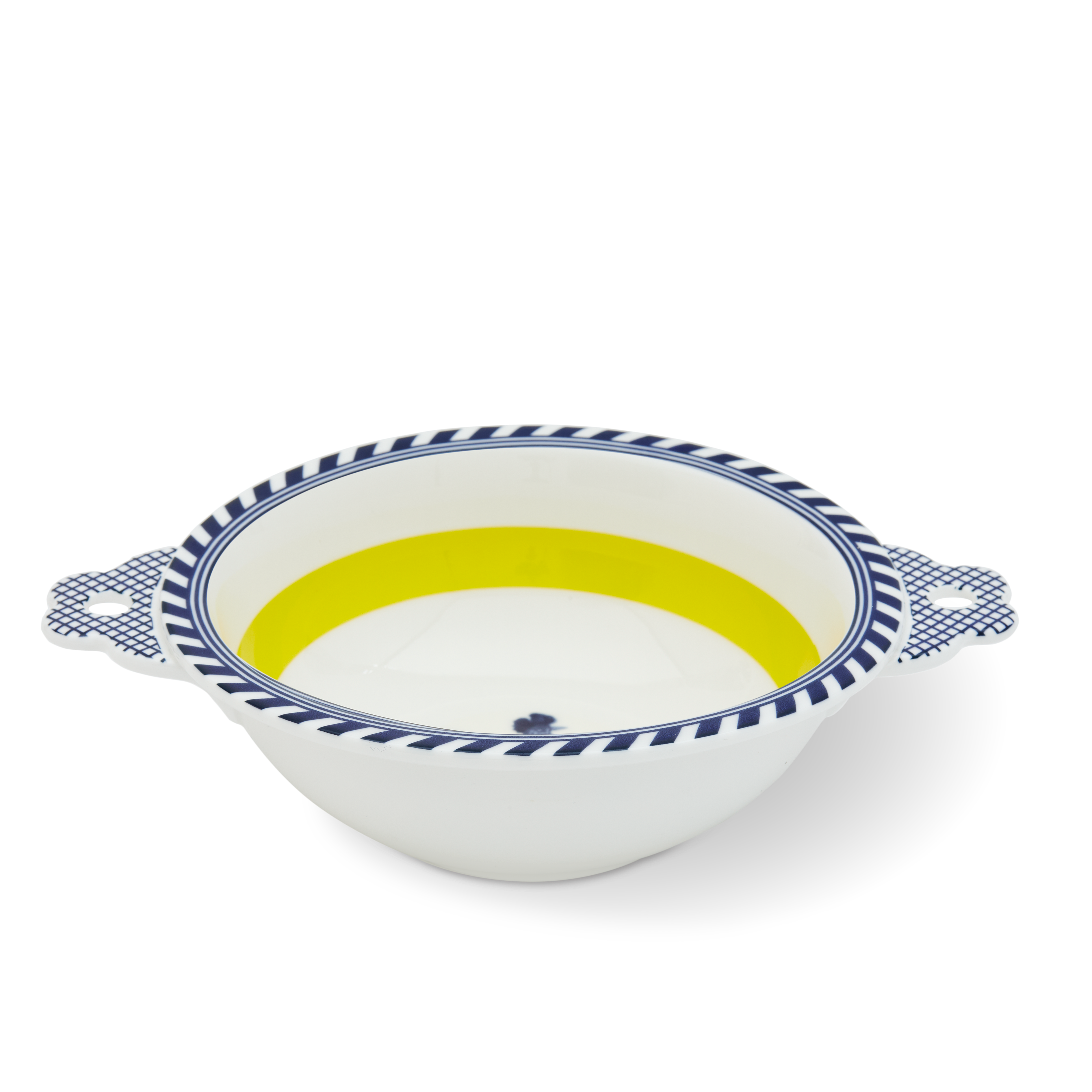 BIRD bowl white with yellow and blue