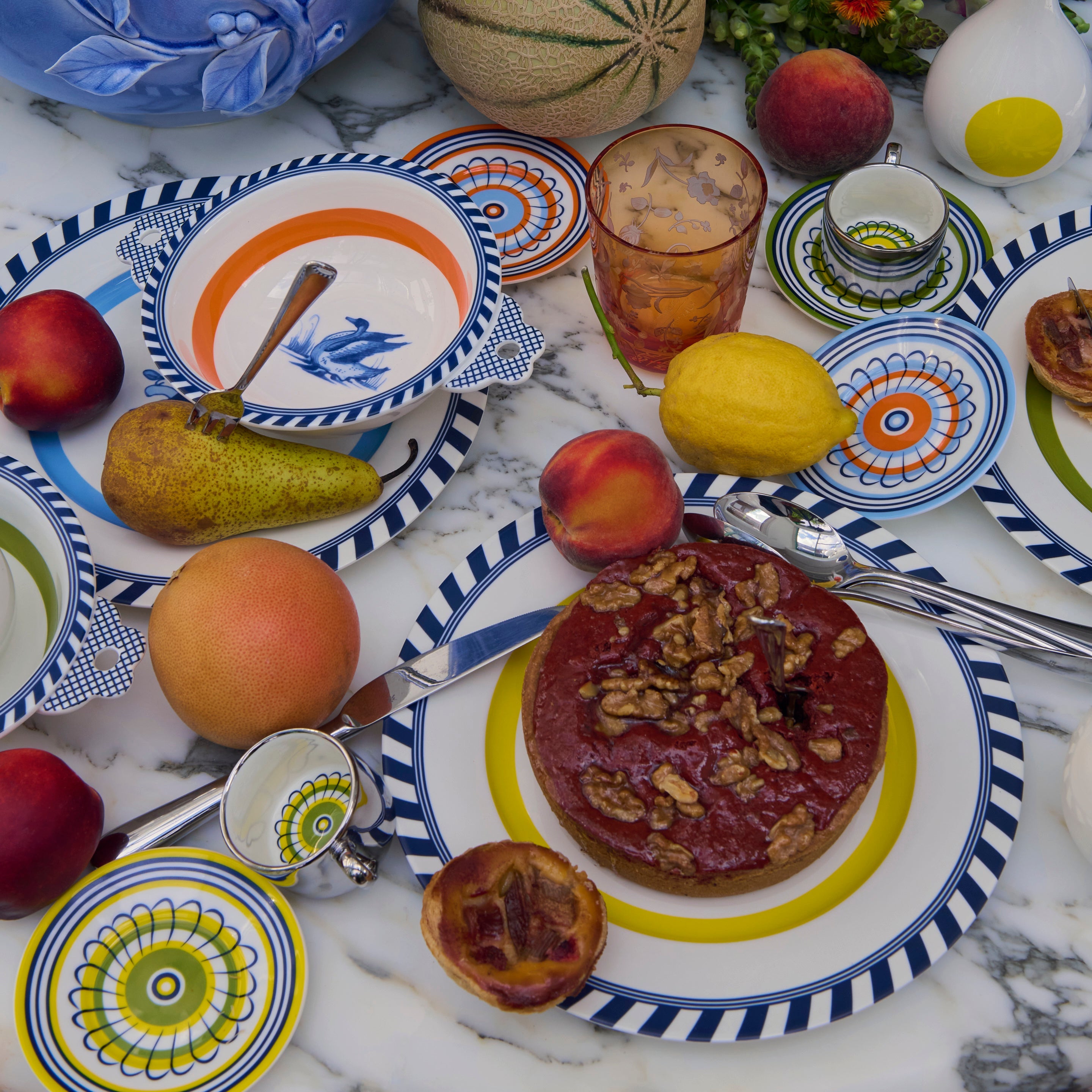 Espressotassen-Set FLORAL orange und blau